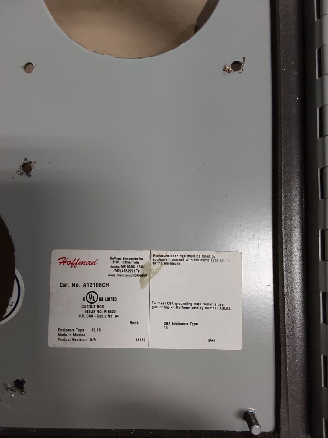 Hoffman A12108CH Junction Box