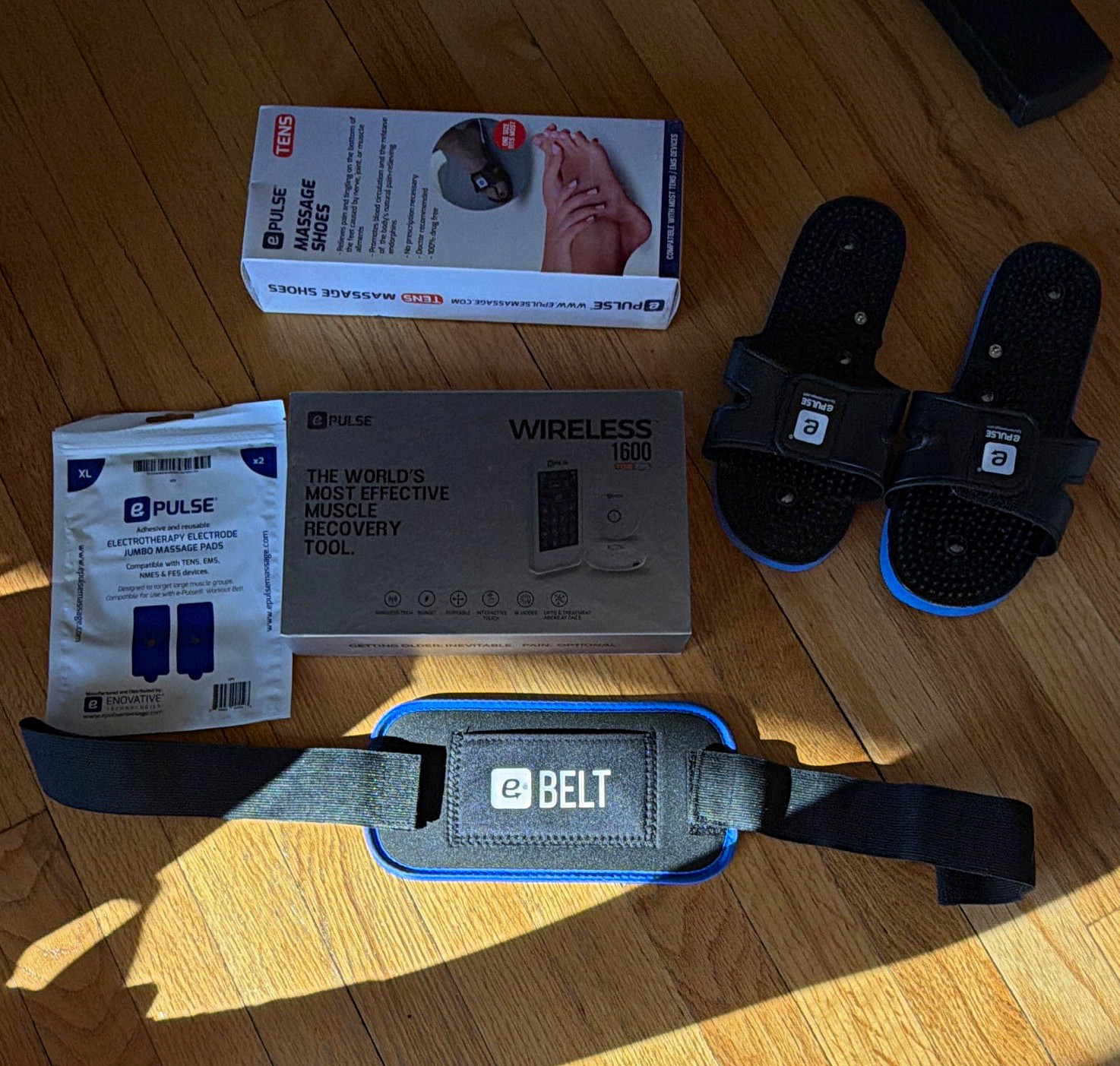 ePulse Wireless 1600 TENS/EMS Unit 2-Channel Handheld w/ Belt & Massage Shoes