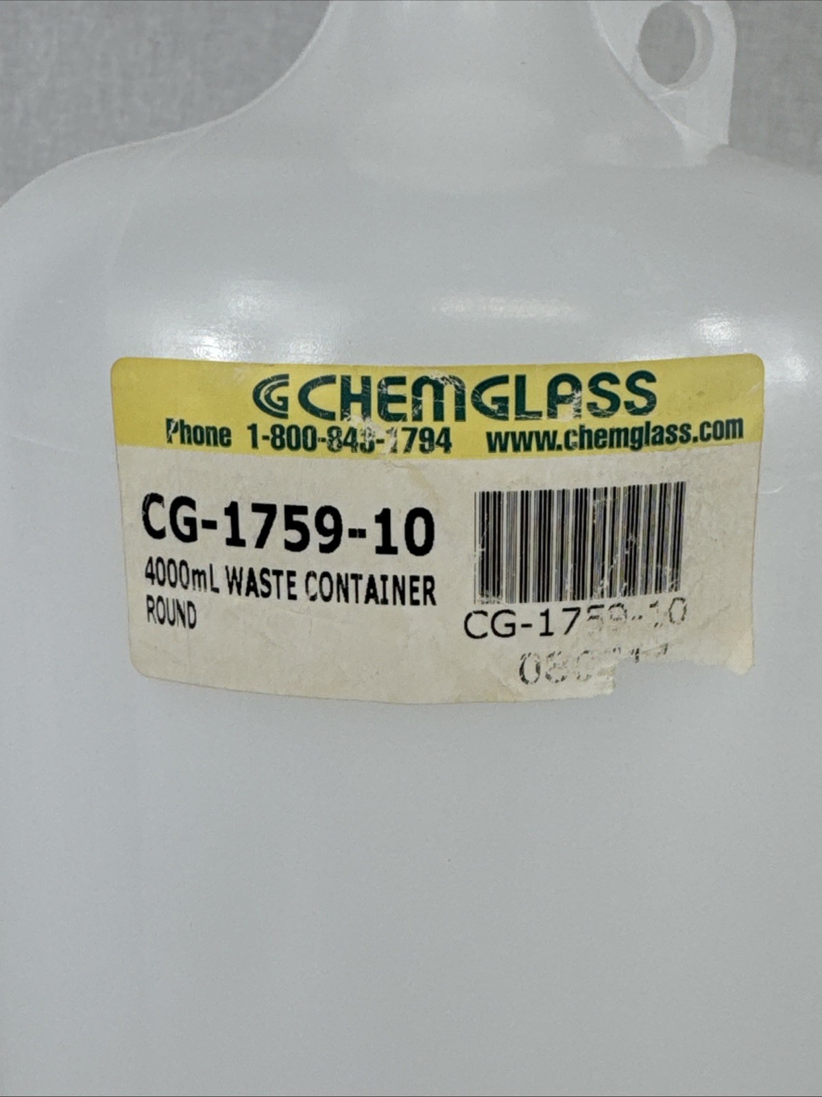 New Chemglass 4000mL waste container, model CG-1759-10