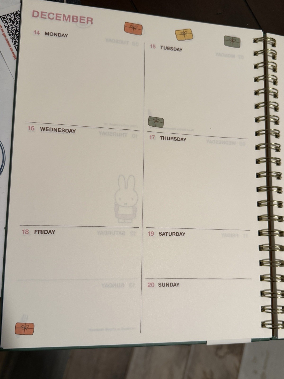 Miffy Green 17-Month Spiral Planner W/Colorful Floral Pattern:Aug 2026-Dec 2027
