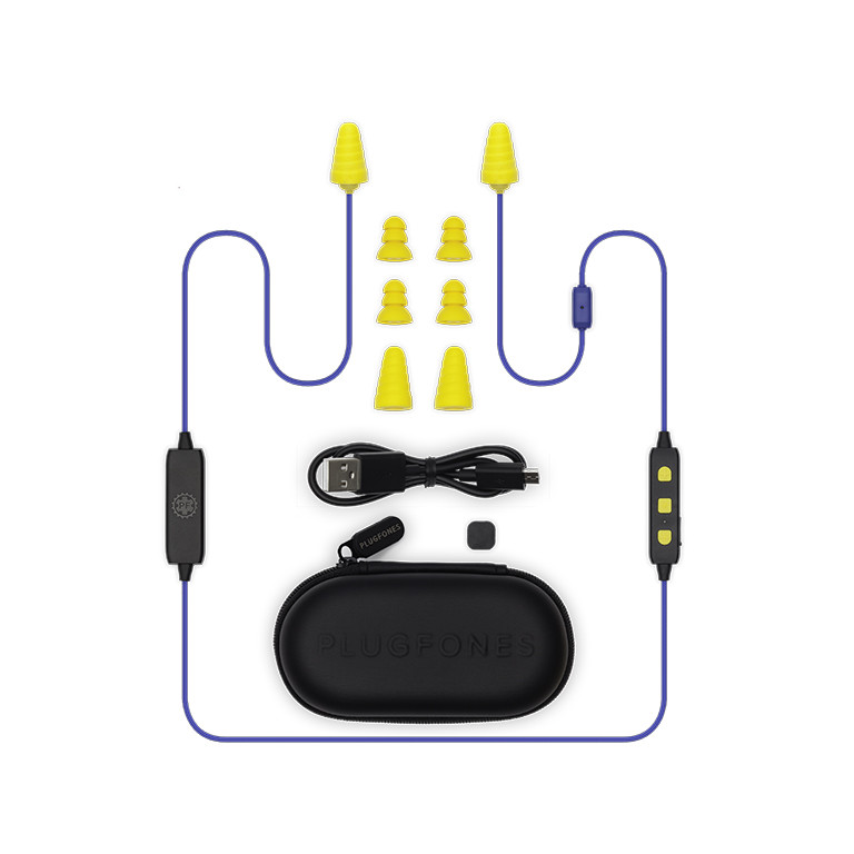 Plugfones Liberate 2.0, Wireless Bluetooth Earplugs, Headphones, Blue/Yellow