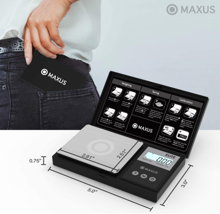 MAXUS Pocket Gram Scale 500g x 0.01g with Tray & Tare Function