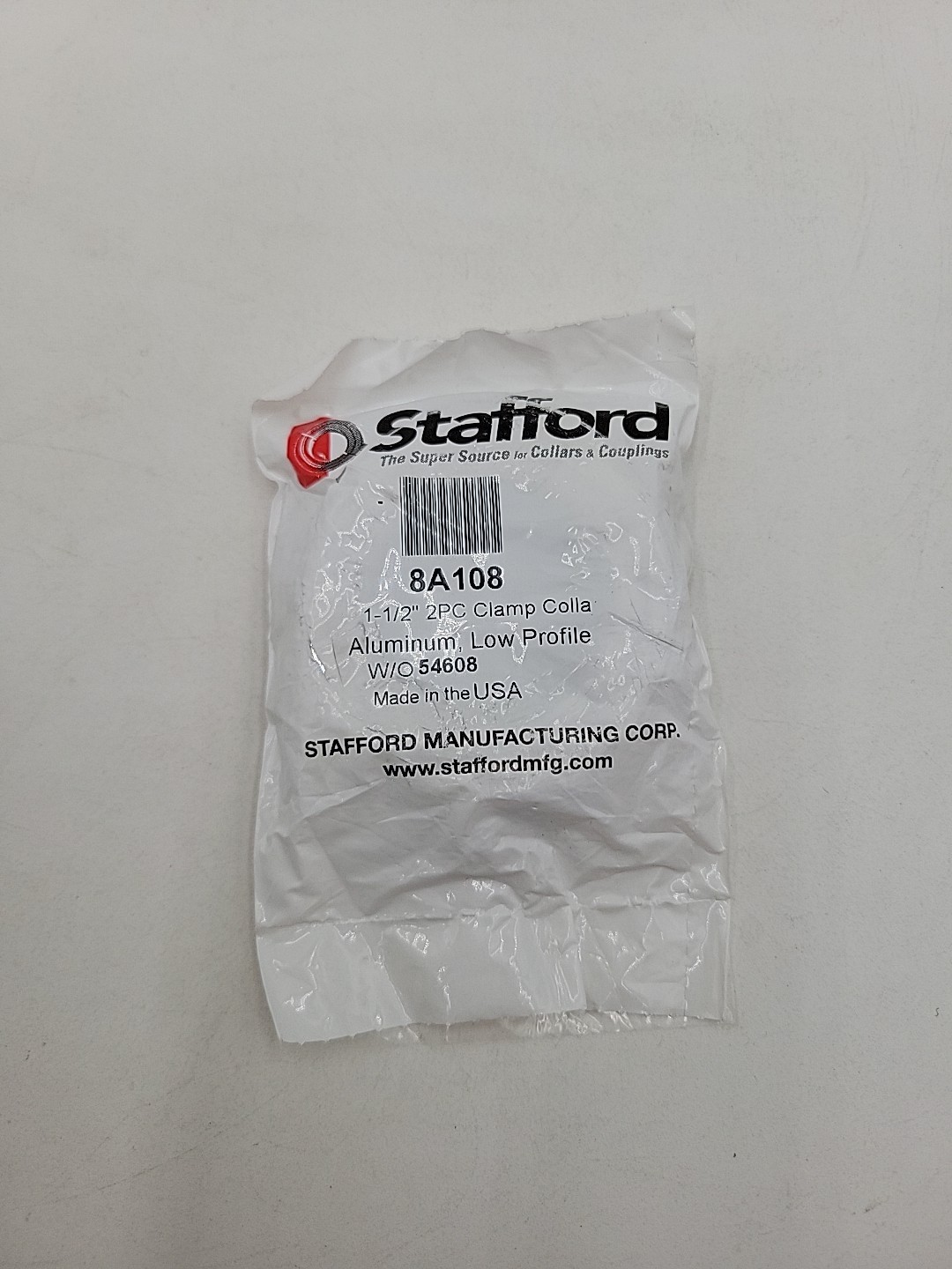 Stafford 8A108, 1-1/2″ Aluminum Two-Piece Split Clamp Shaft Collars Low Profile