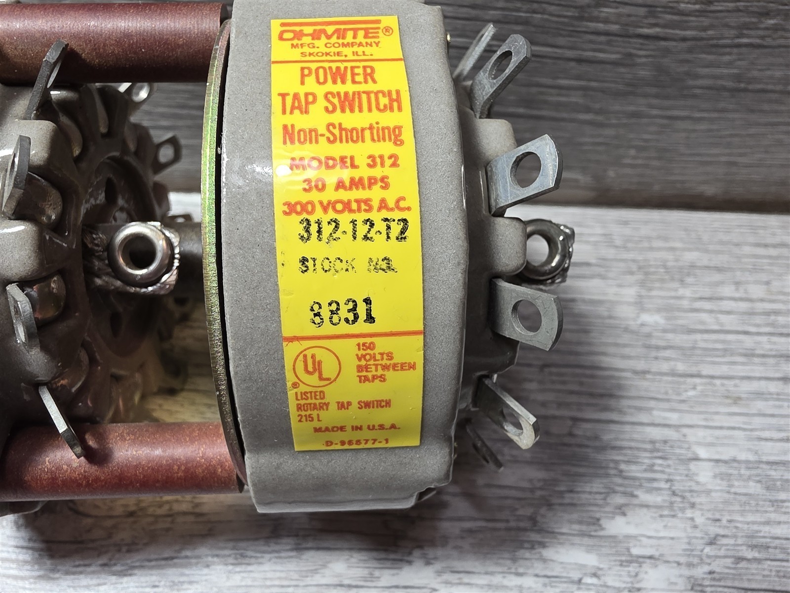 Ohmite 312-12-T2 – New Power Tap Switch Non-Shorting 30amp 300 Volts AC