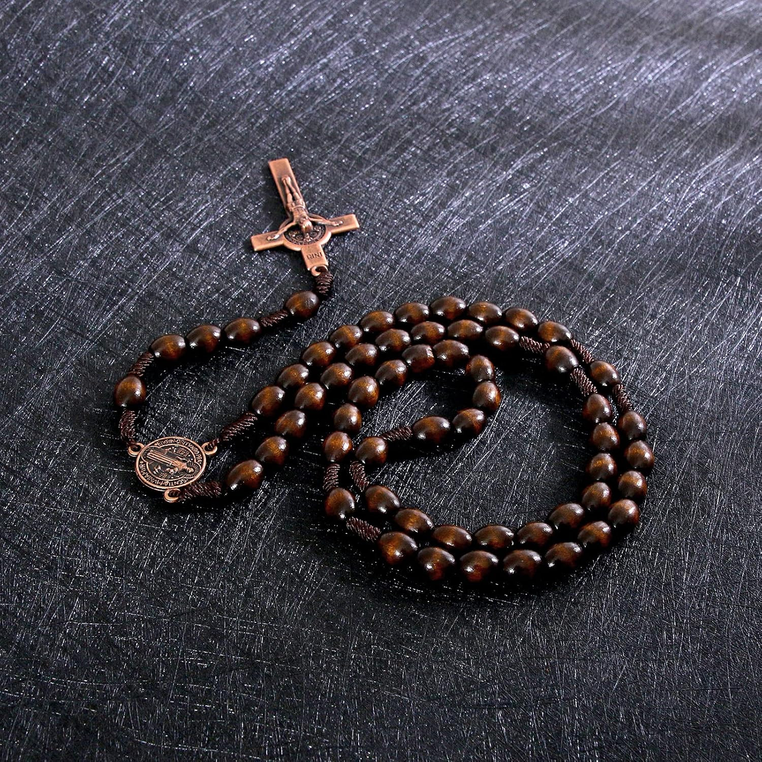 Catholic Rosary Beads for Men Holy Prayer Beads Rosary Necklace with Crucifix Cr