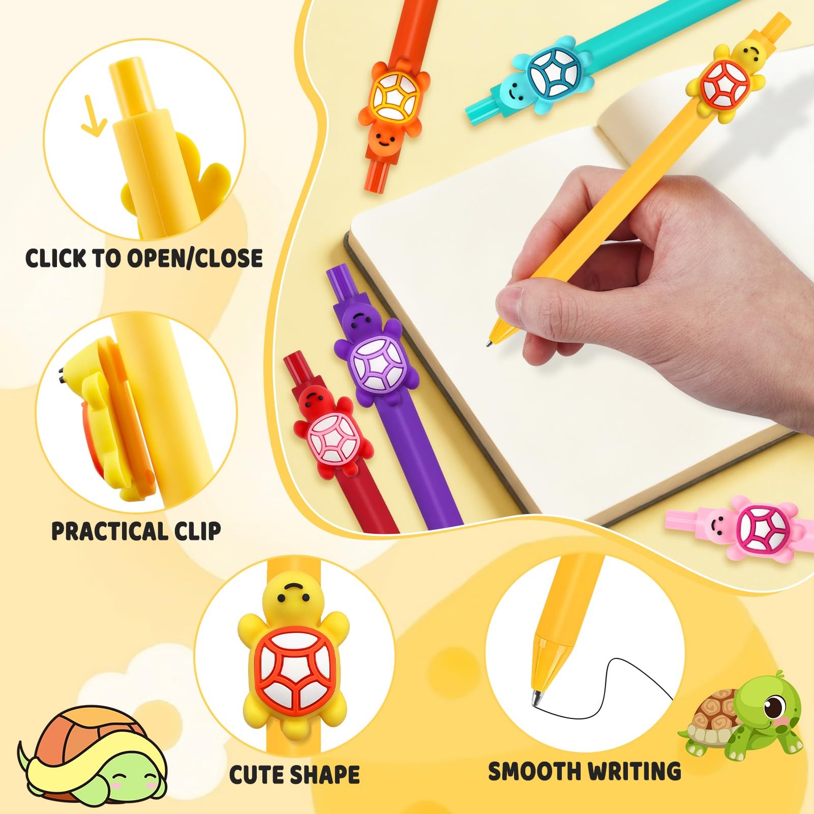 8Pcs Funny Turtle Pens Cute Ballpoint Pens Novelty Stylus Pen Multifunctional…