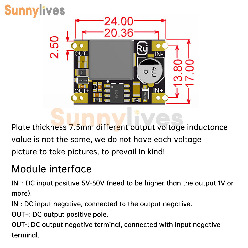 DC-DC Step-down Module 60V48V36V24V To 12V5V3.3V Car Power Mini Buck Converter