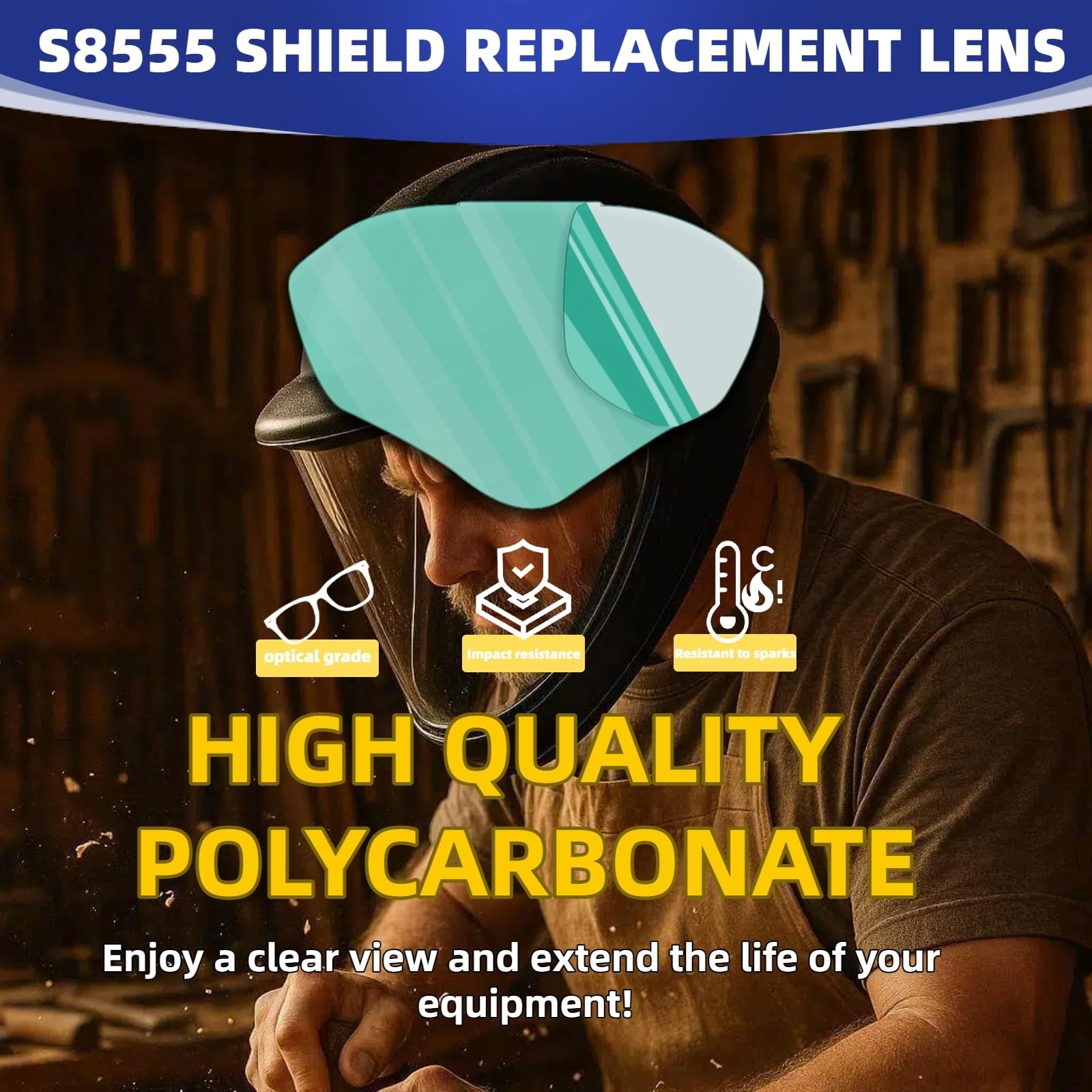 S8555 Shield Lens (5-Pack) Impact-Resistant & Dust/Splash Proof for Honeywell…