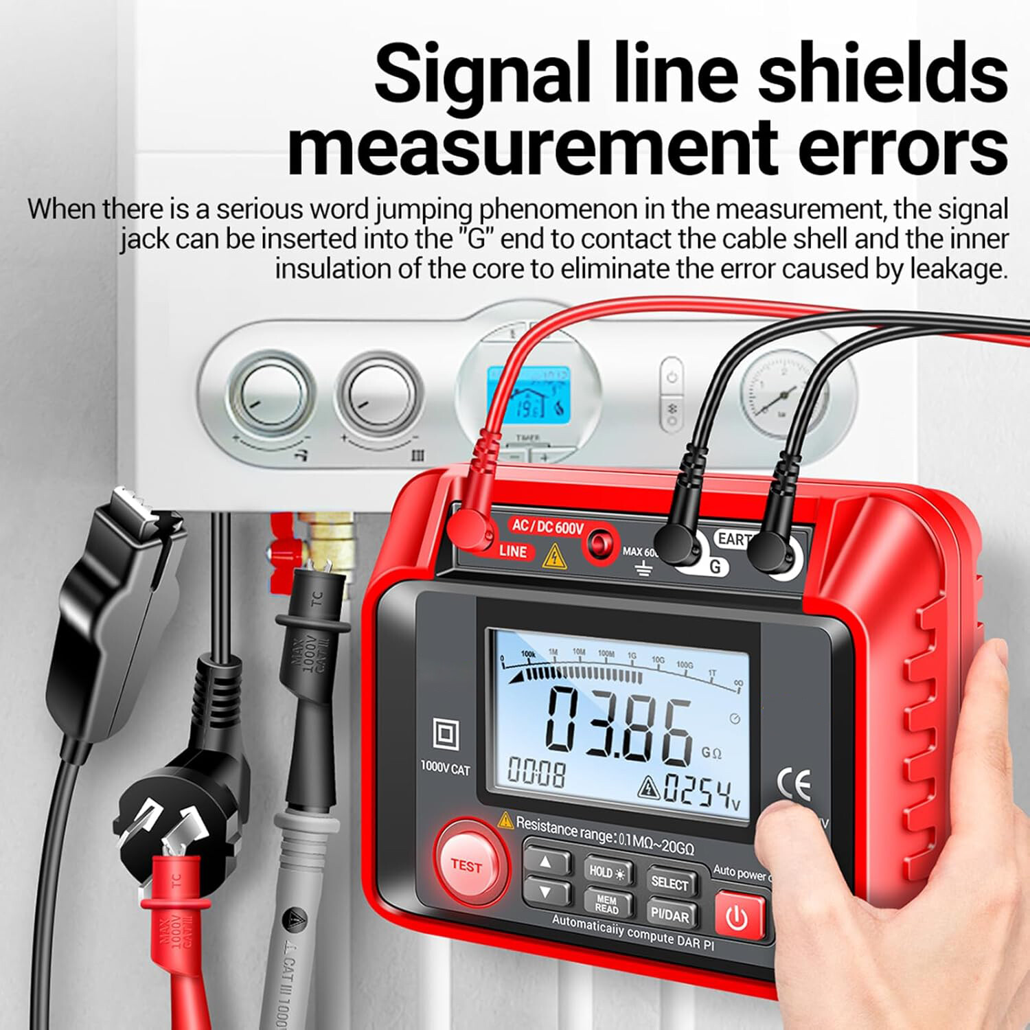 1000V Insulation Resistance Tester Megohmmeter Ohm, AC/DC Voltage Tester, PI/DAR