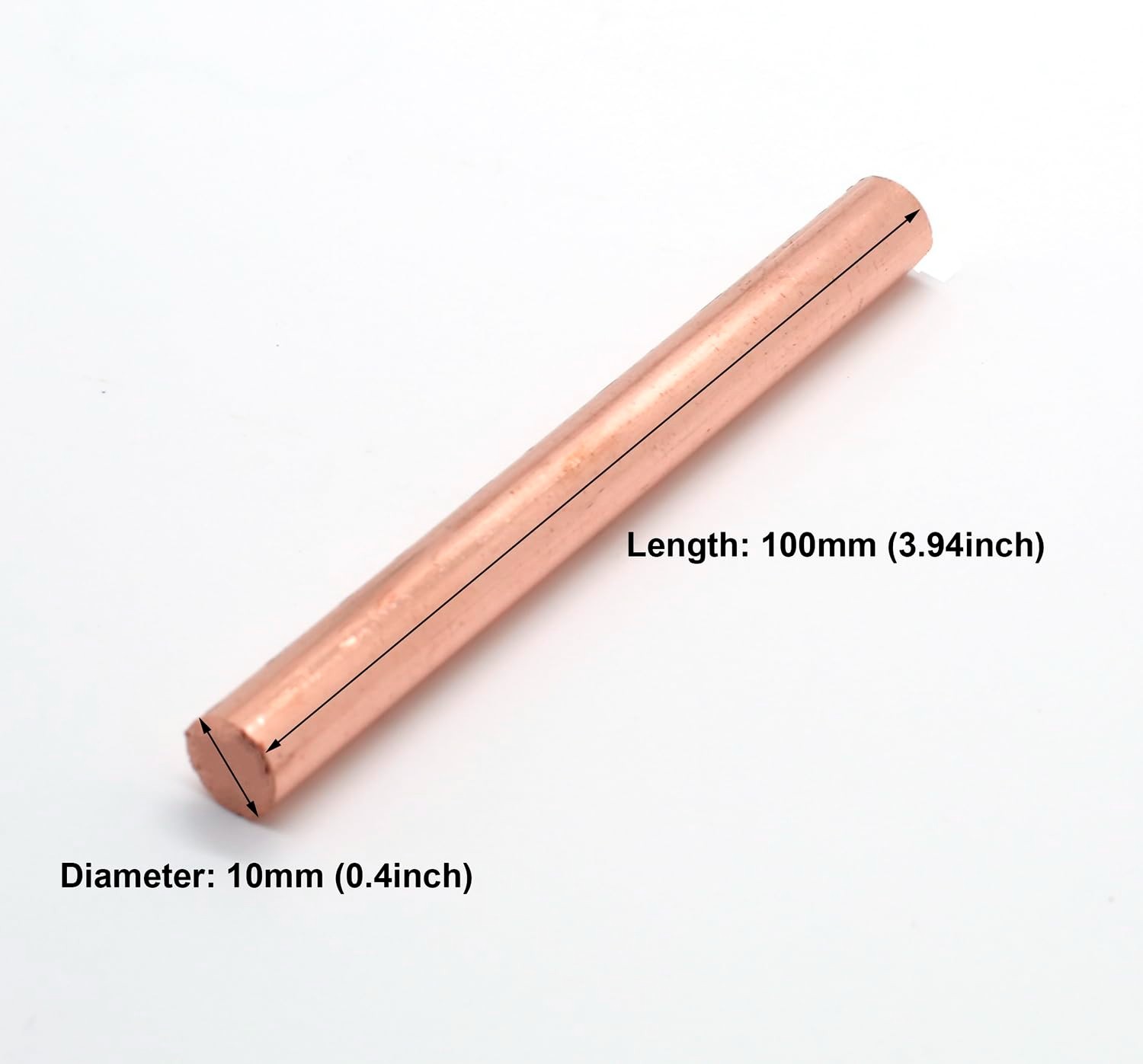 Solid Copper Round Rod, 99.9% Pure, 10mm x 100mm – Perfect for DIY Projects