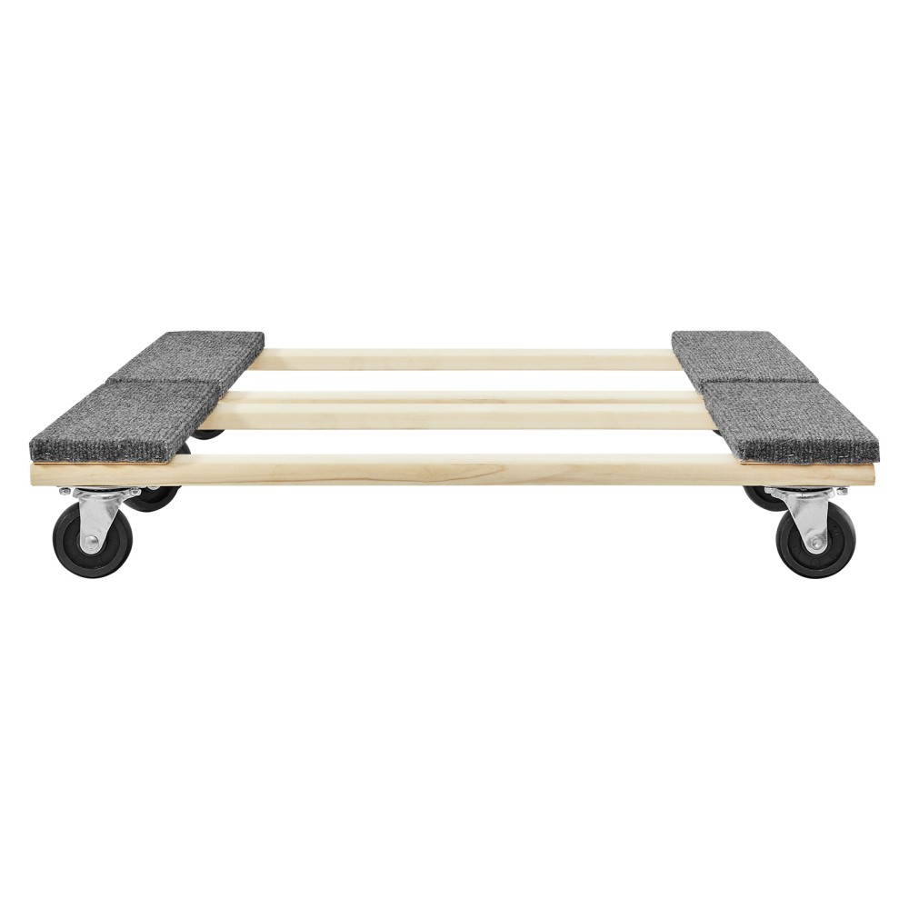 2Pcs Hardwood Furniture Dolly 1000LBS 18″×30″ 3″ PP Swivel Casters