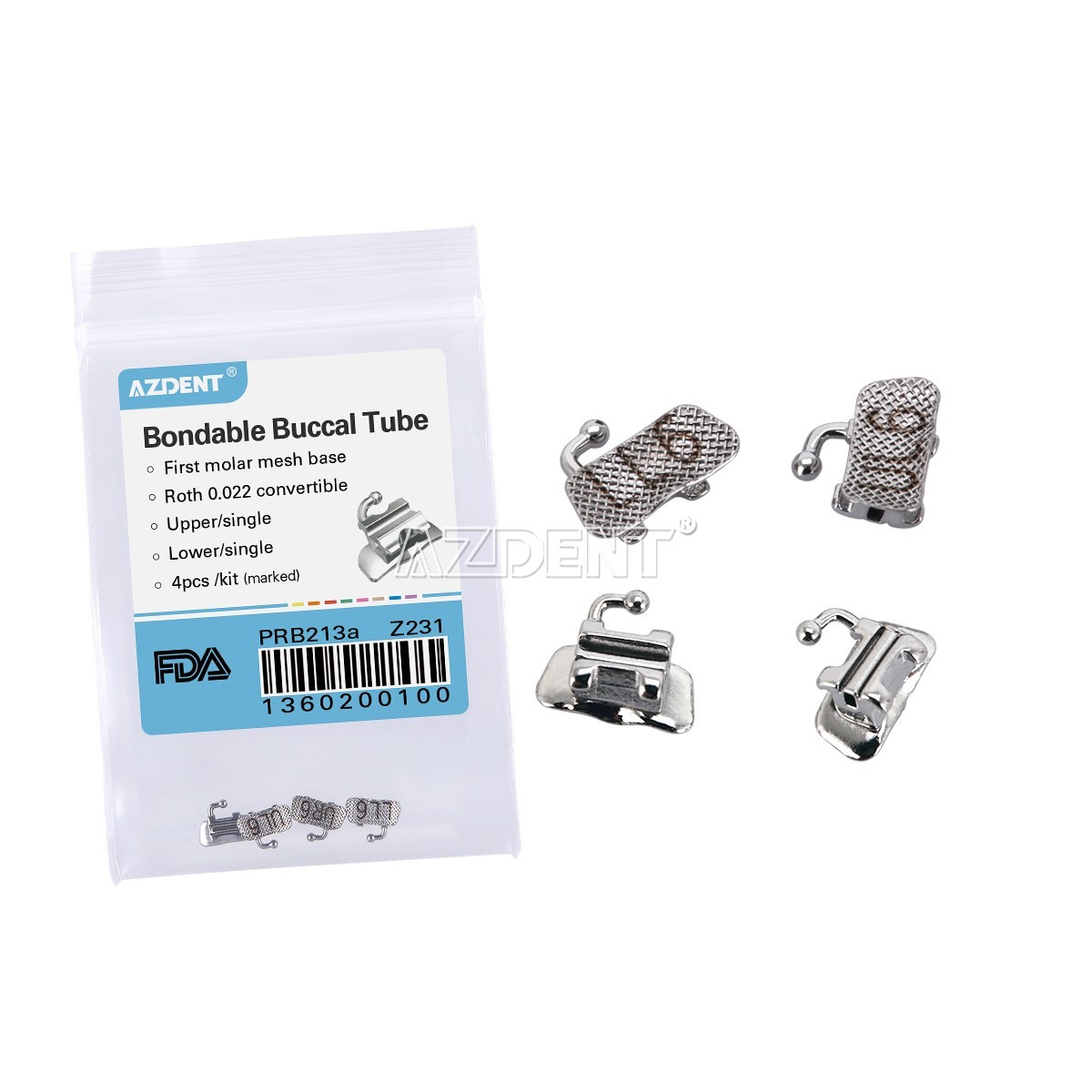 AZDENT Dental Orthodontic 1st Molar Buccal Tube Roth .022″ Bondable Convertible