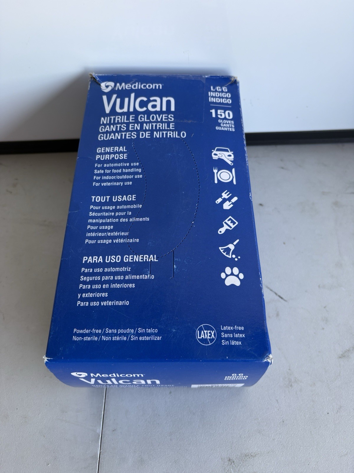 Medicom Vulcan Nitrile Gloves General Purpose, Large, 140 Gloves Indigo