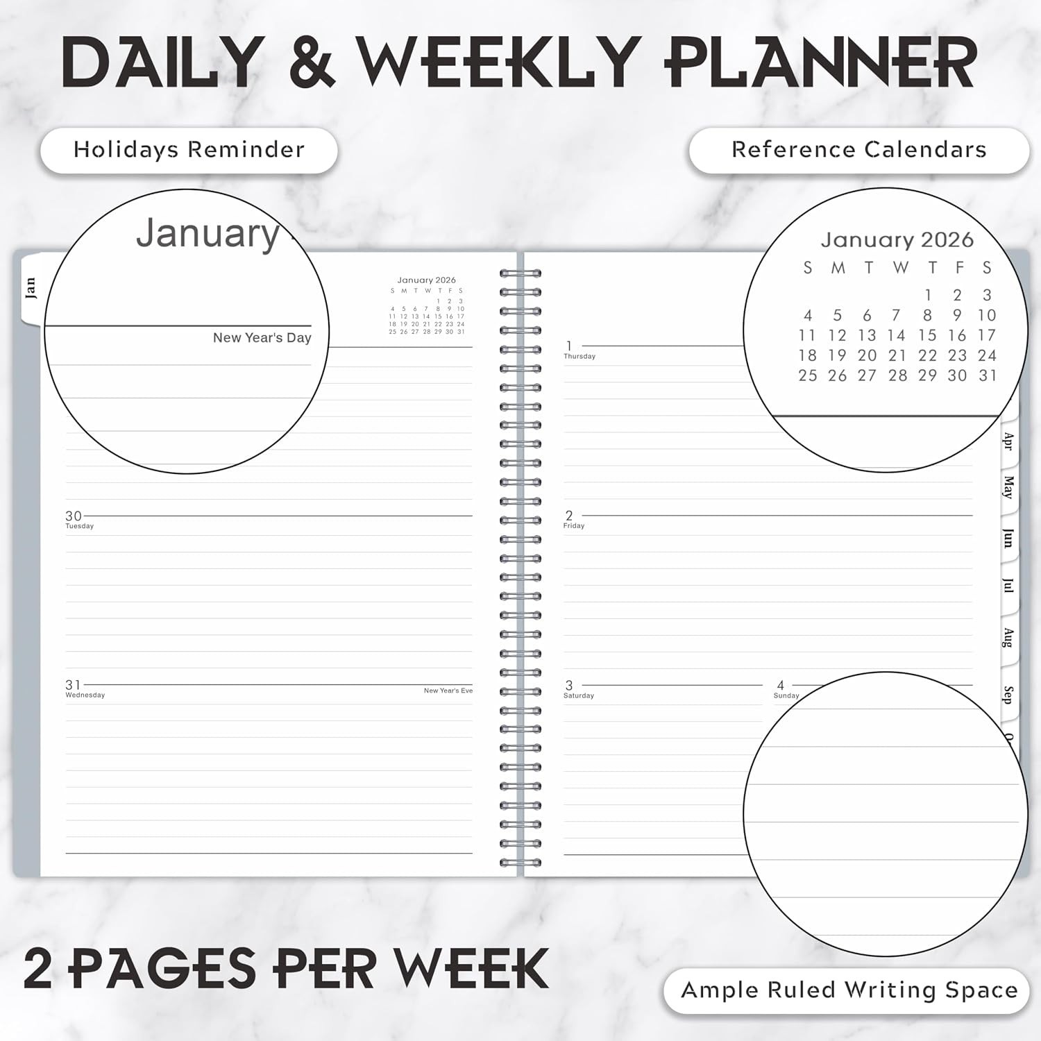 2026 Planner – January 2026 – December 2026, 9″ x 11″ Weekly Monthly Planner …
