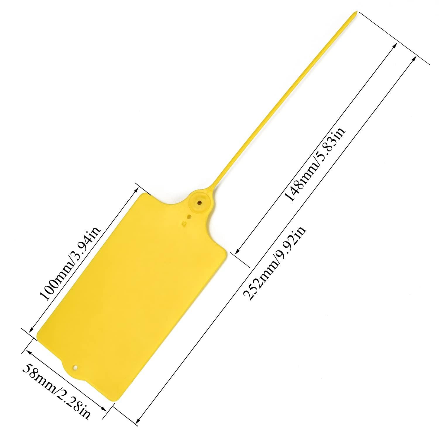 100 Plastic Shipping Tags Waterproof, Writable, Hanging Tags with One Yellow…