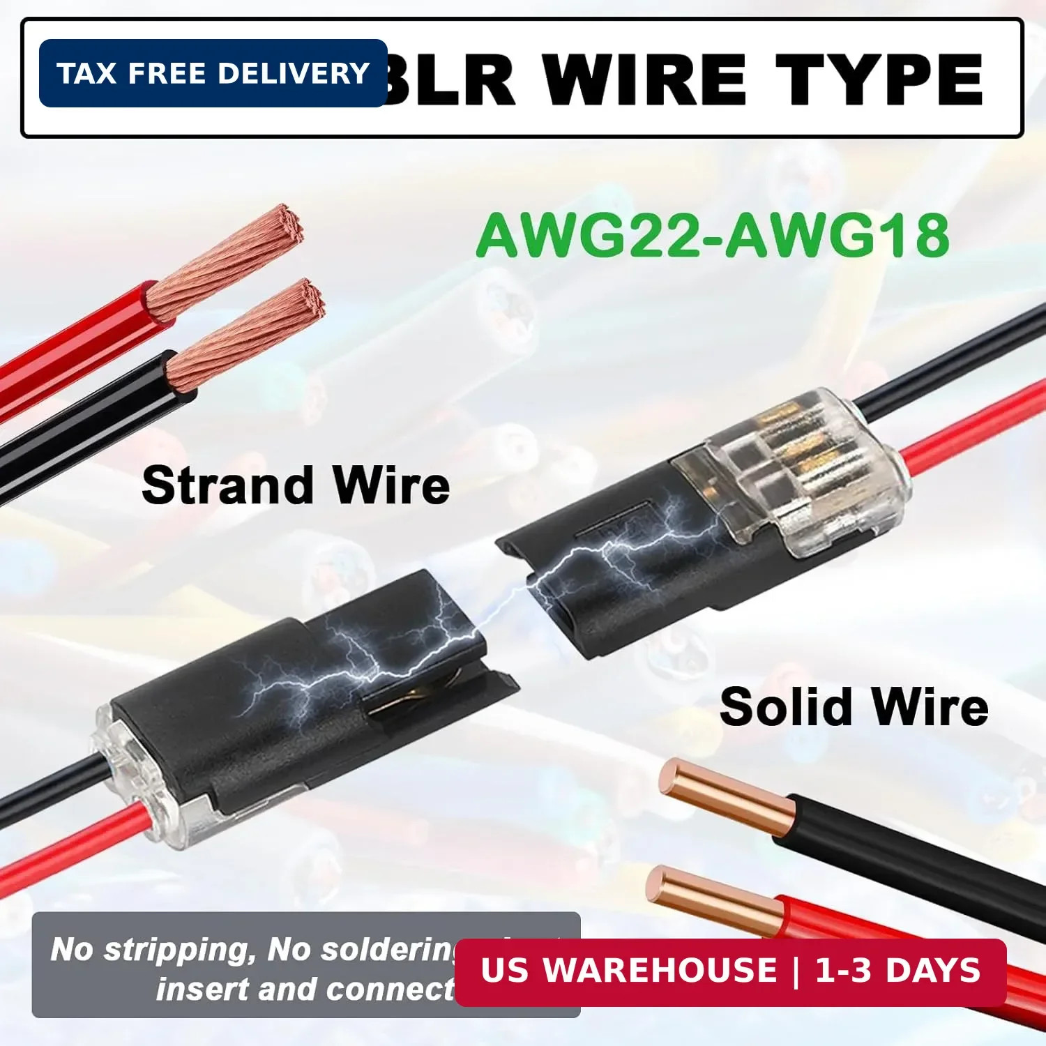 20Pcs Double Wire Plug in Connector, LED Light Strip Low Voltage Connectors 2 Pi