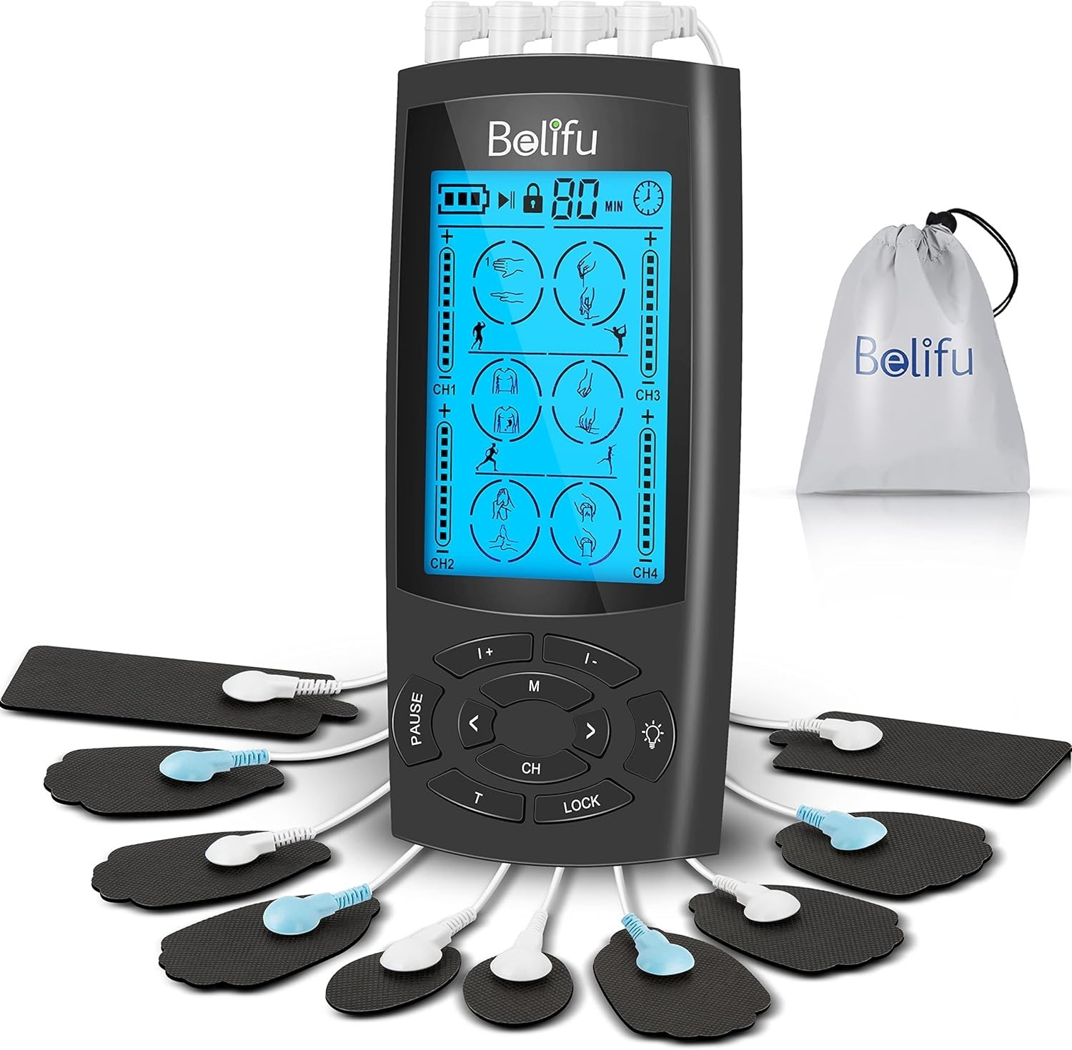 TENS/EMS Unit Muscle Stimulator for Pain Relief 24 Modes 20 Level Intensity