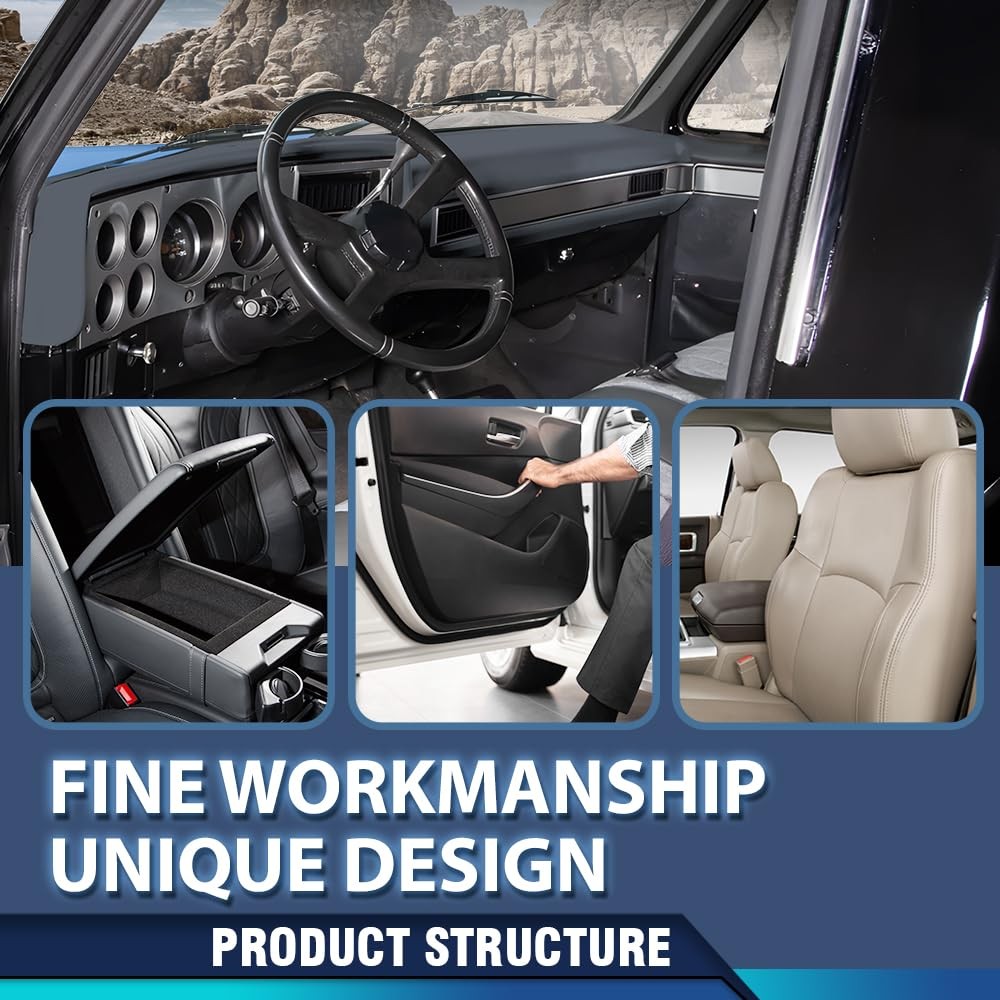 TPE Dash Cover Fit GMC Chevy Full Size Pickup 1981-1987, Dark Blue