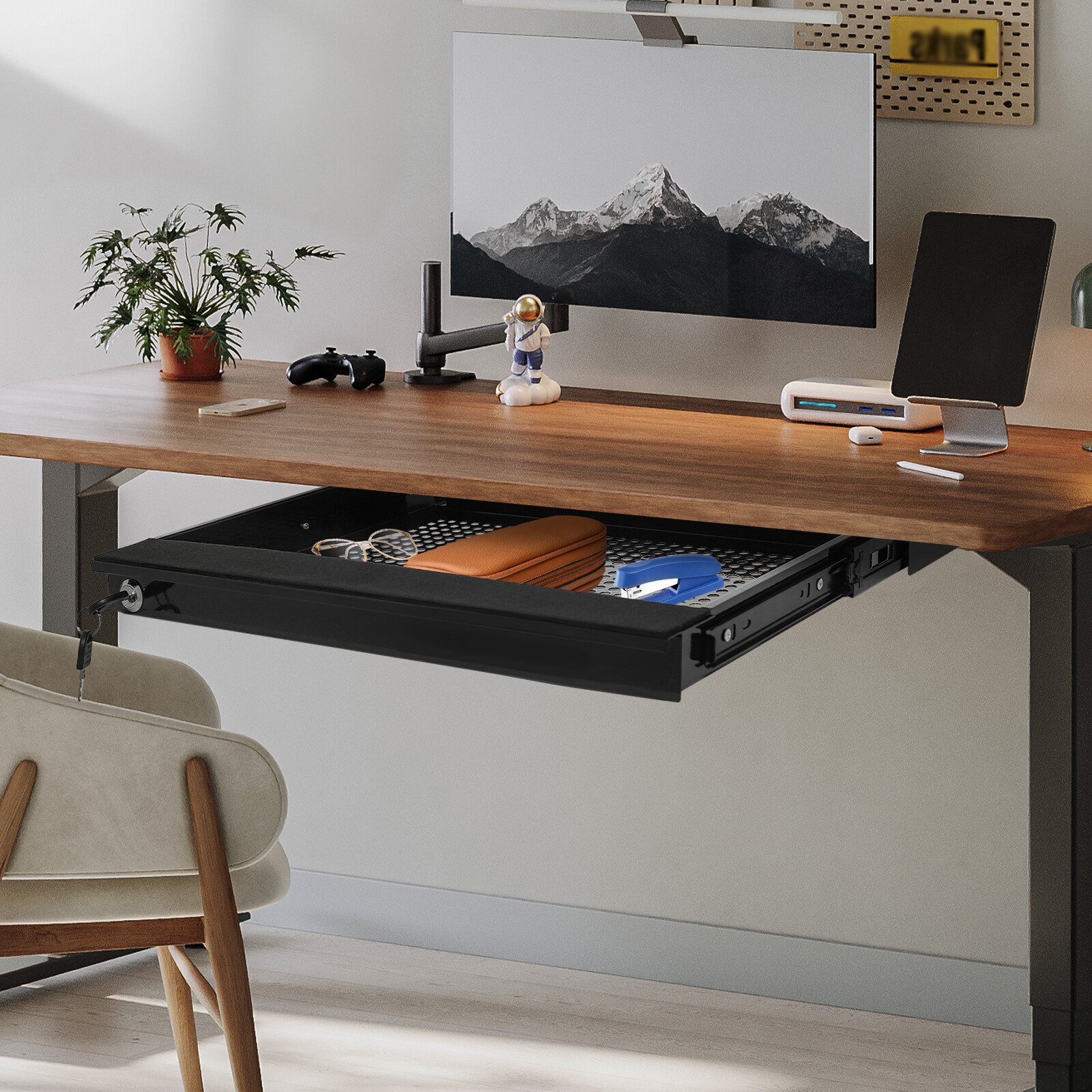 Under-desk Drawer Storage Organizer For Standing Desks Sliding Pull-out Drawer