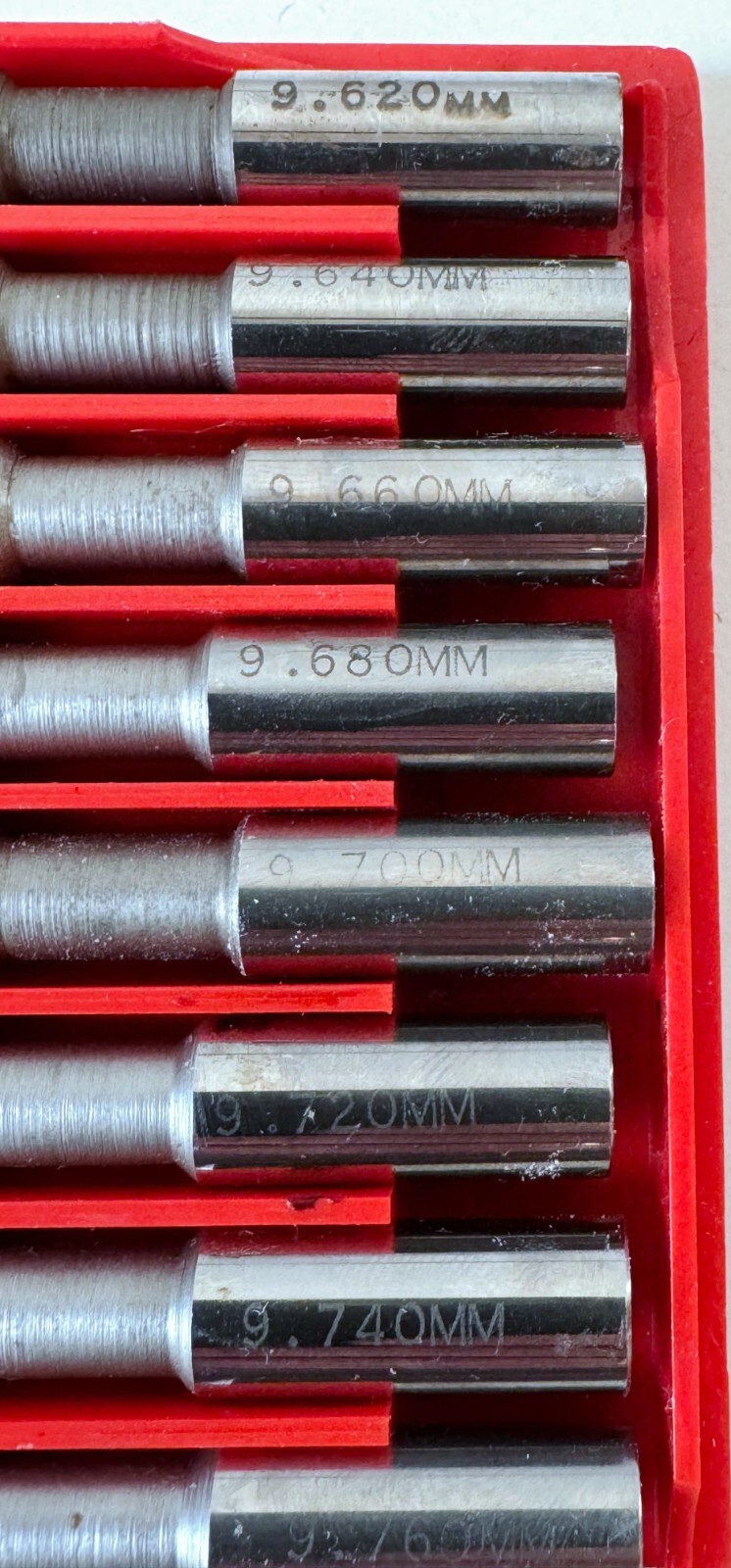 (11) DELTRONIC 9.620mm – 9.820mm Plug Pin Gauge .02mm Steps Complete USA