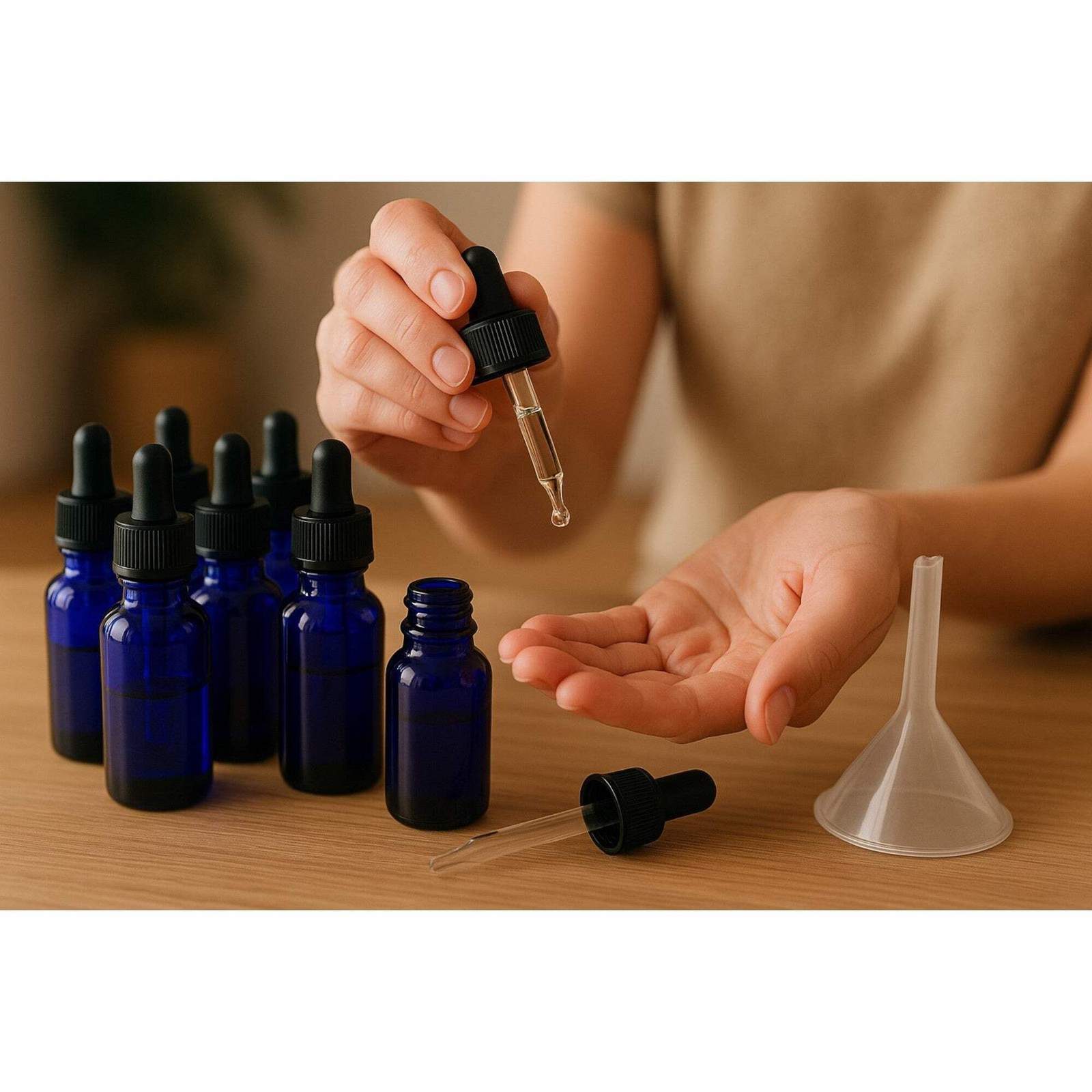 Bottle, Glass, Cobalt Blue, 1oz, with Droppers, Pack of 12 Bottles, Single