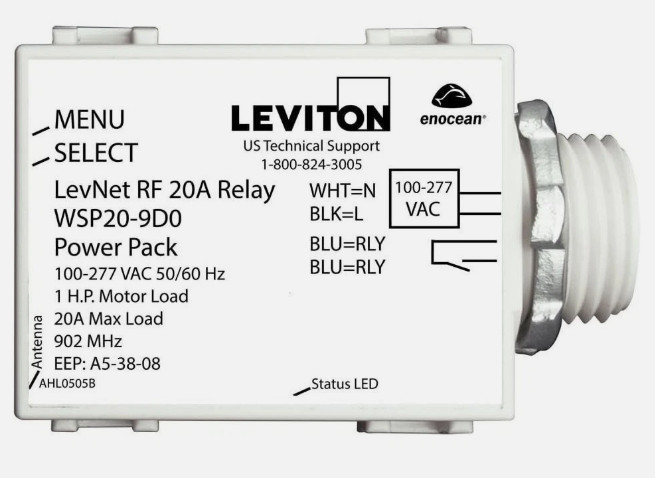 Leviton WSP20-9D0 LevNet RF Wireless Relay 20A NEW