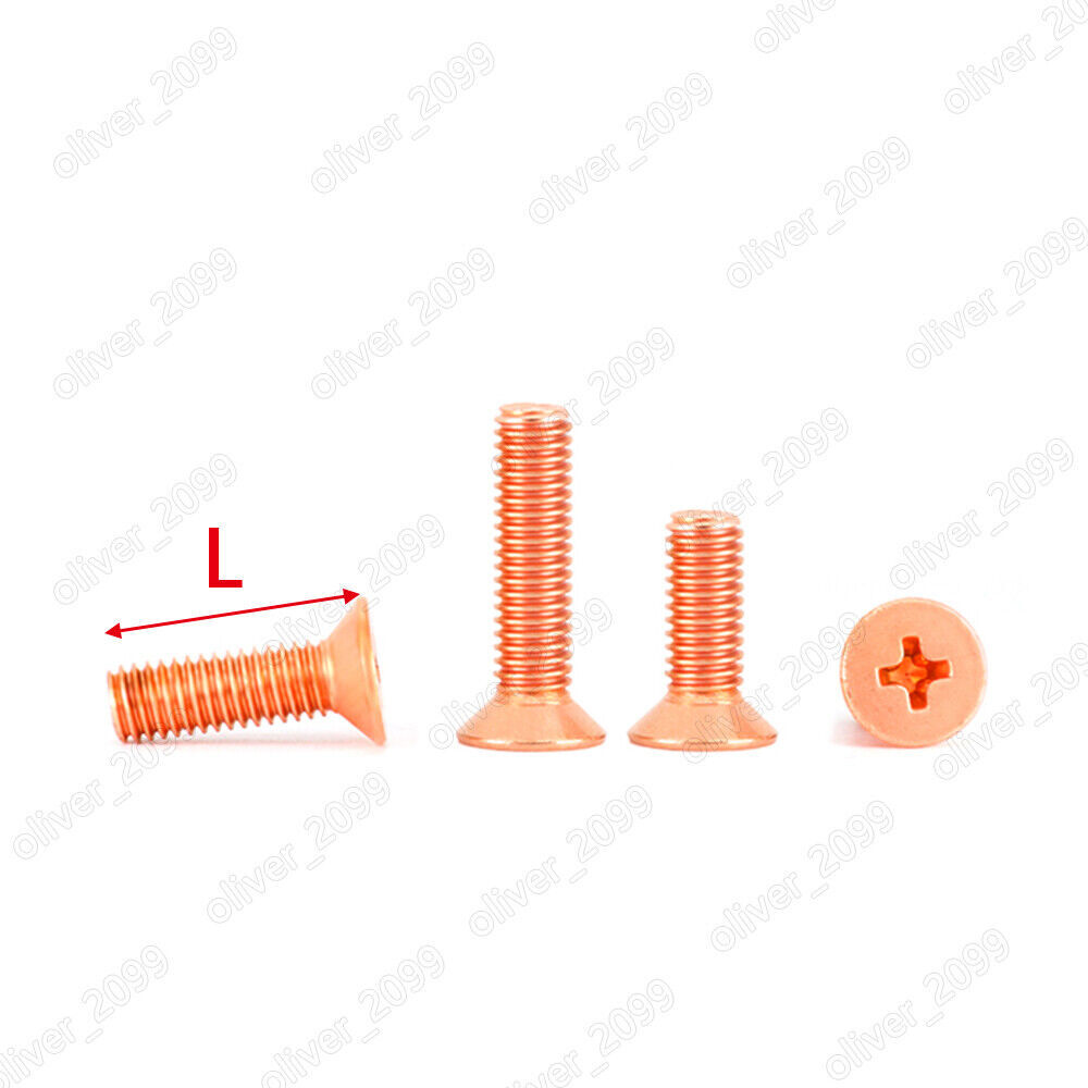 99.9% Pure Copper Phillips Cross Countersunk Flat Head Screws 4# 6# 8# 10#