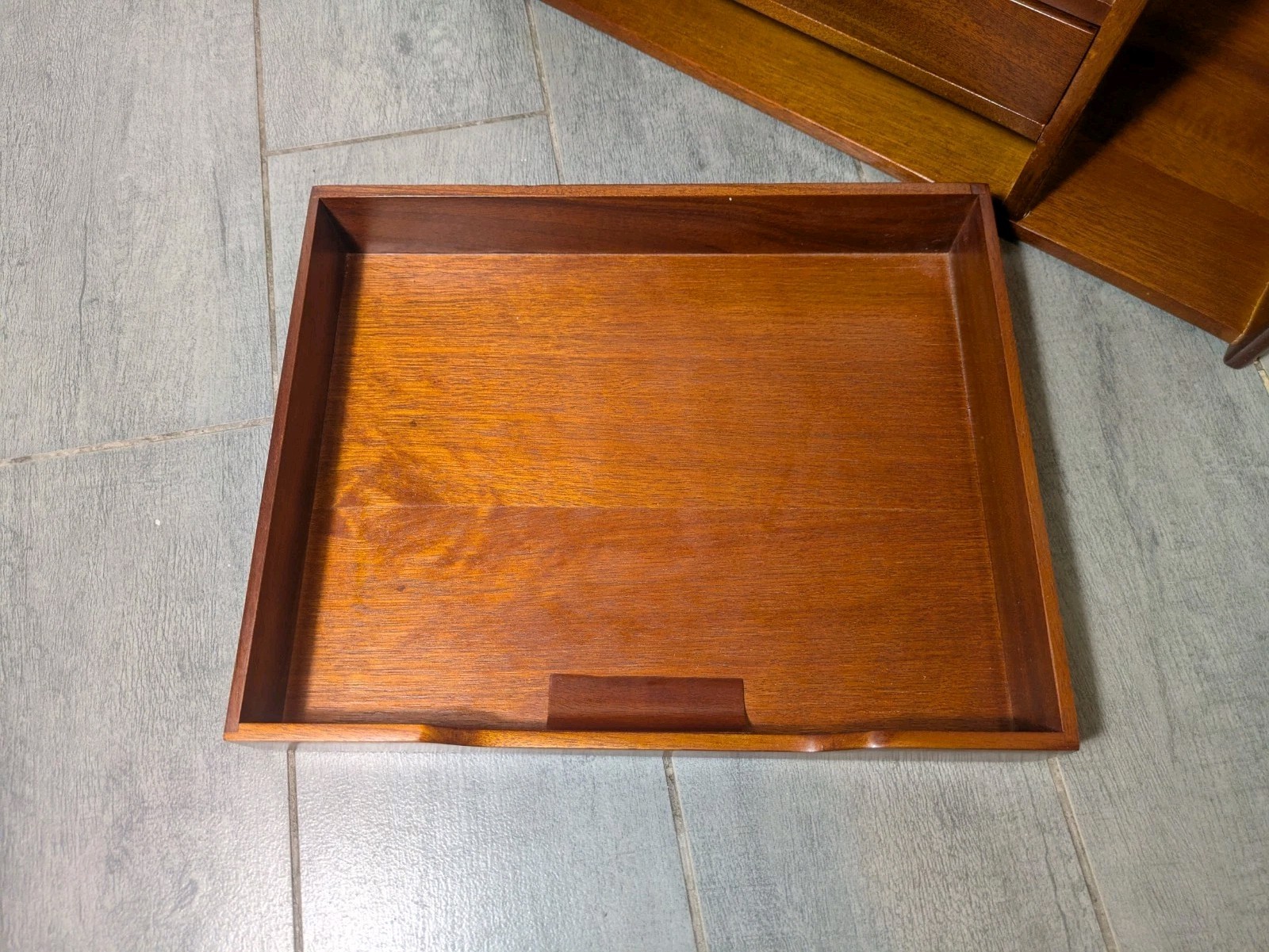 Vintage Mid Century Danish Modern Mahogany Wood Desk Organizer Mail Sorter H66