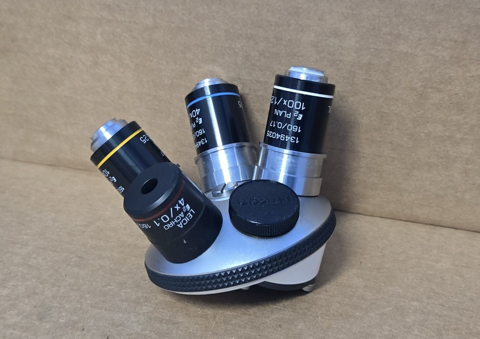 LEICA M/CME MICROSCOPE OBJECTIVES 13494000,4025,4030,4035 4X/ 10X/ 40X/100X/