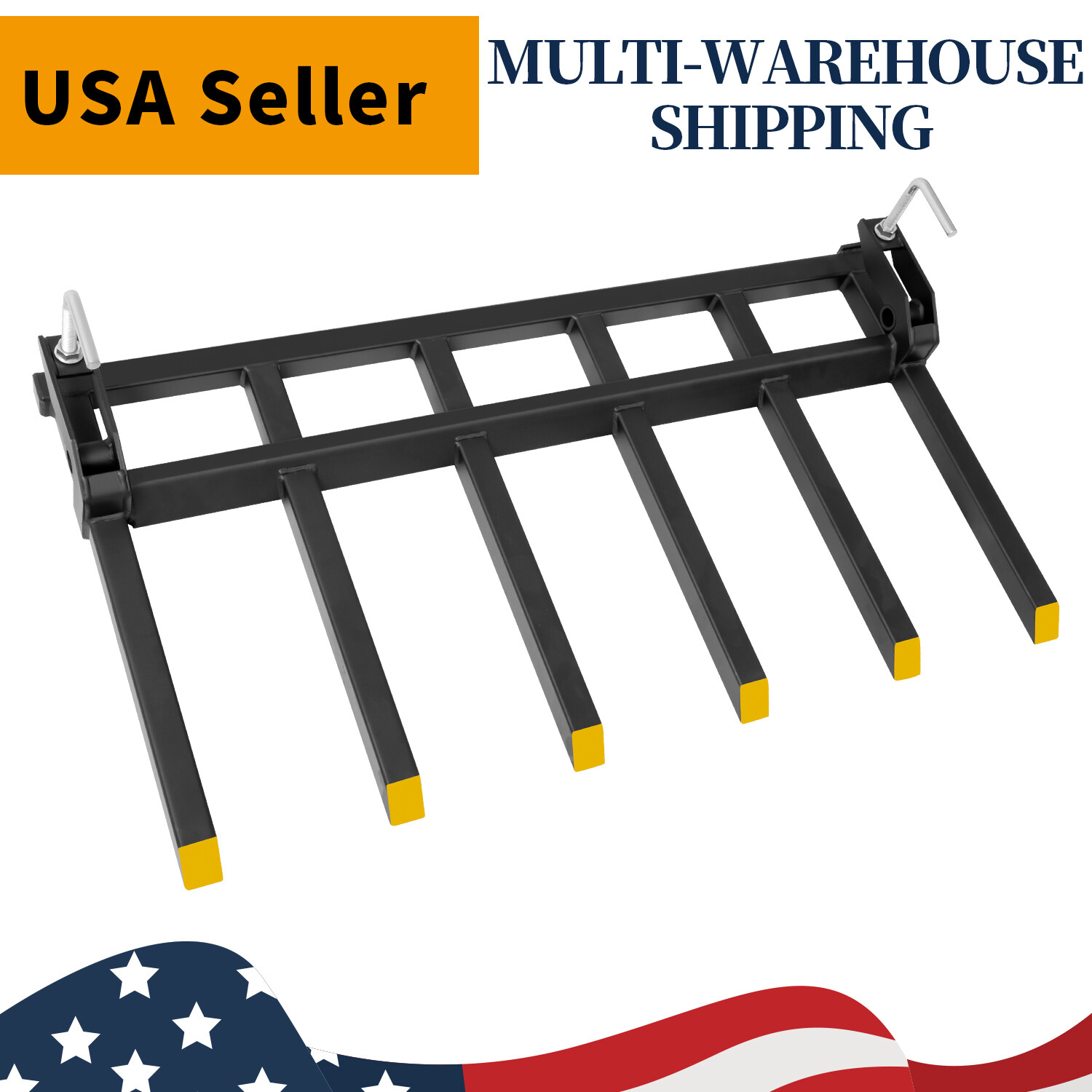 21″ Fork Length 4000LBS Clamp-On Debris Forks For 60″ Buckets Skid Steers Heavy