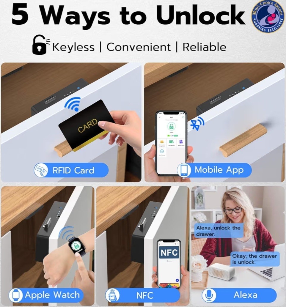 Smart Cabinet Lock, Hidden No Drill Adhesive Magnetic Baby Proofing Child Proof