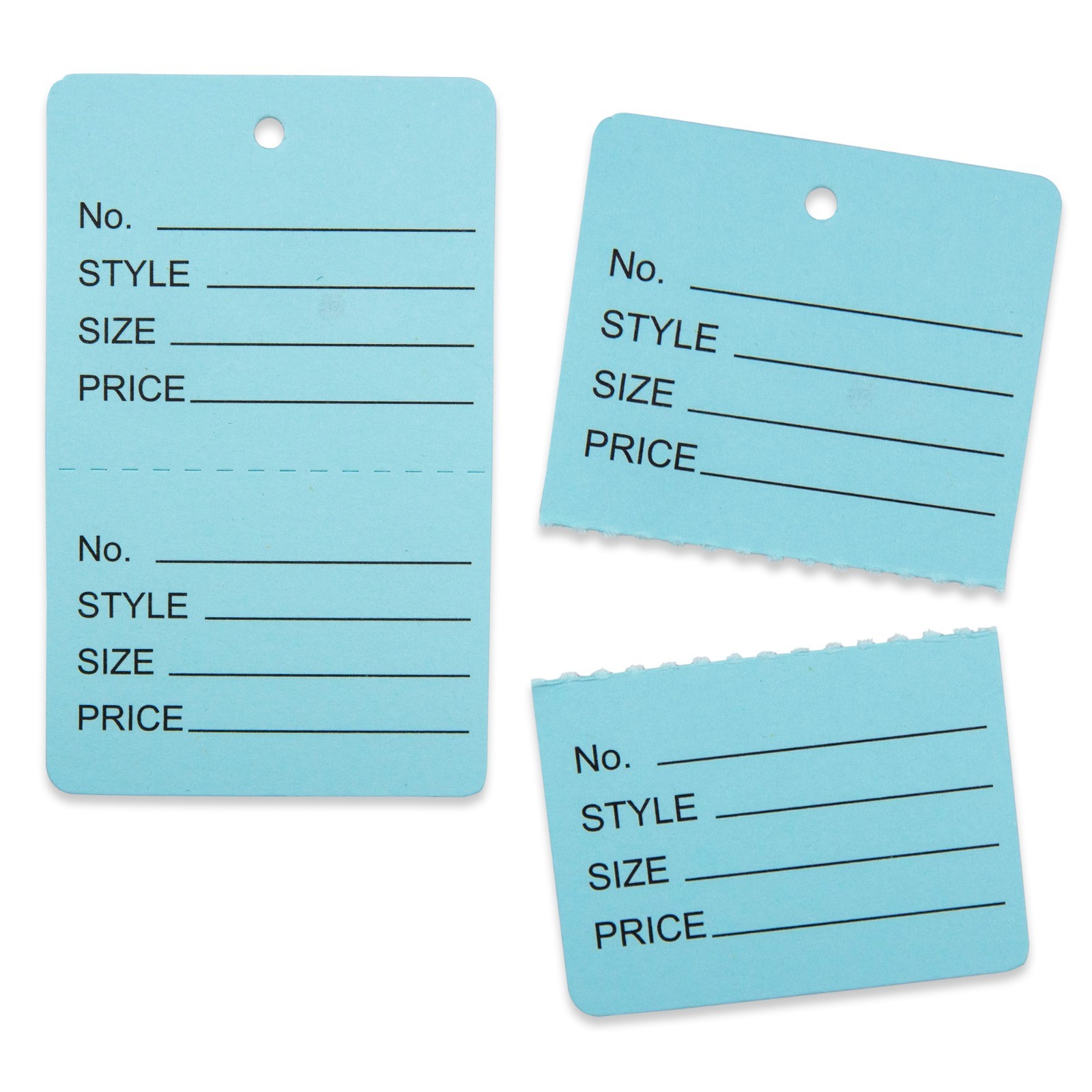 1000 Qty Unstrung Colored Large Price Tags w/Perforated Stub