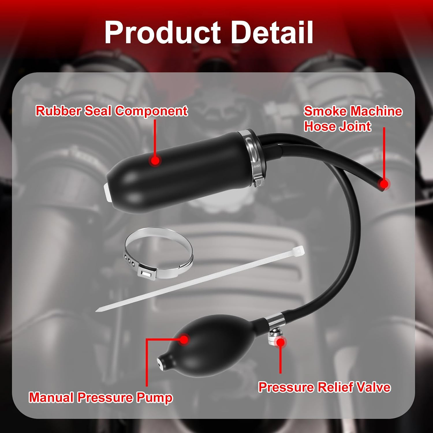 Universal Easy Intake Adapter for Smoke Machine, Inflatable Bladder Kit for Auto