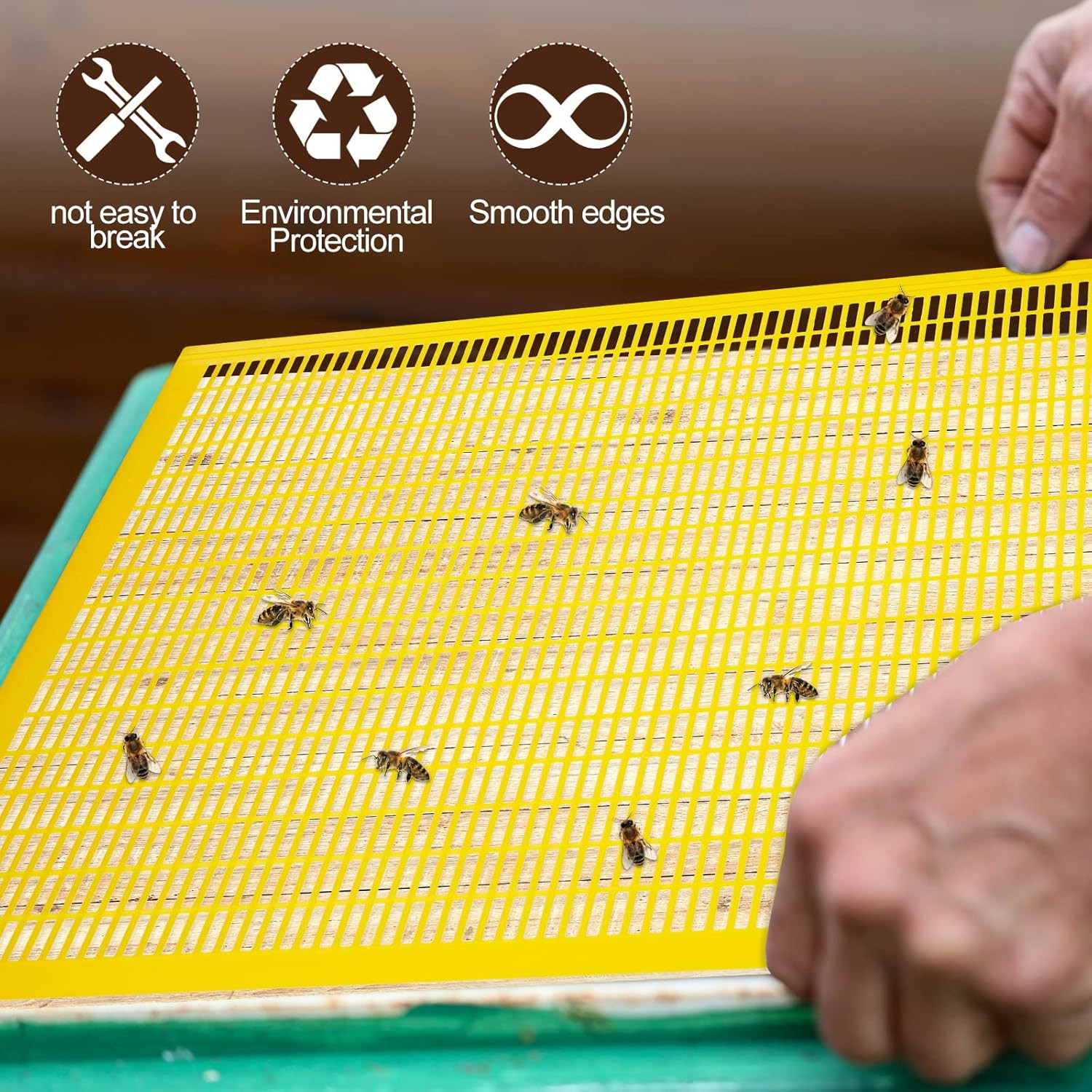6-Piece Plastic Queen Excluder Set for 10 Frame Beehives – Yellow