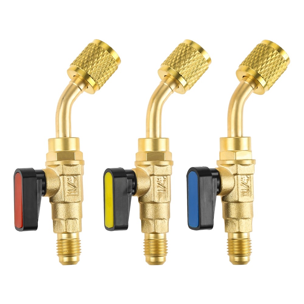 HVAC A/C Angled Ball Valve Adapter For R410A R134A R12 R22 w R410A Adapter Kit