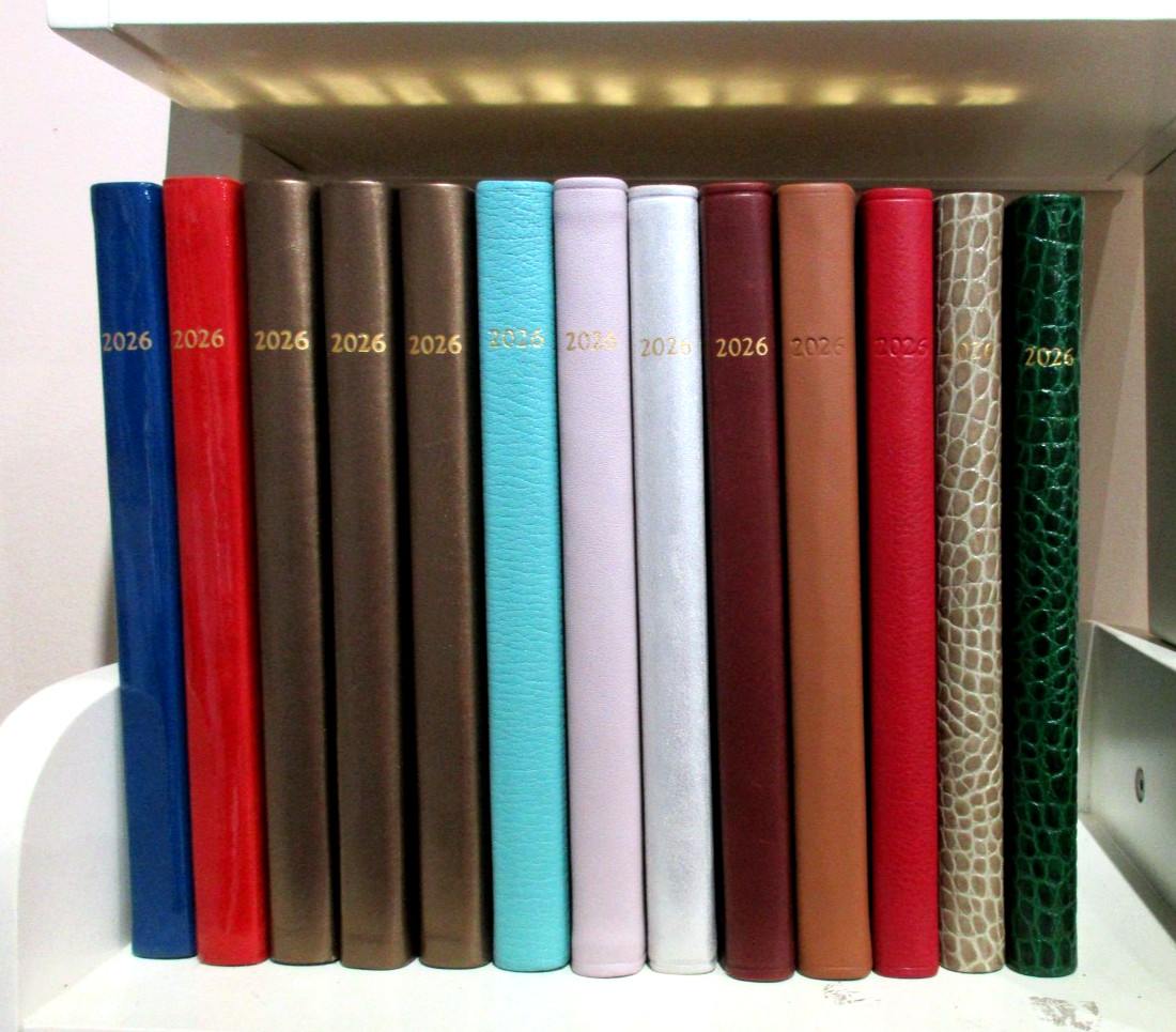 2026 Datebook Desk Diary Planner Patent Leather Cover Graphic Image RED