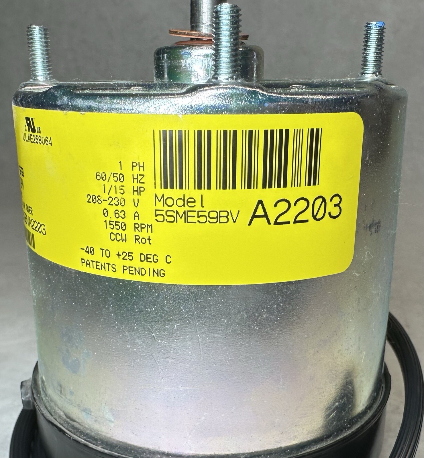 NEW Morrill Motors Arktic 59 Motor 5SME59BVA2203, 1/15 HP, 208/230V, 1550 RPM