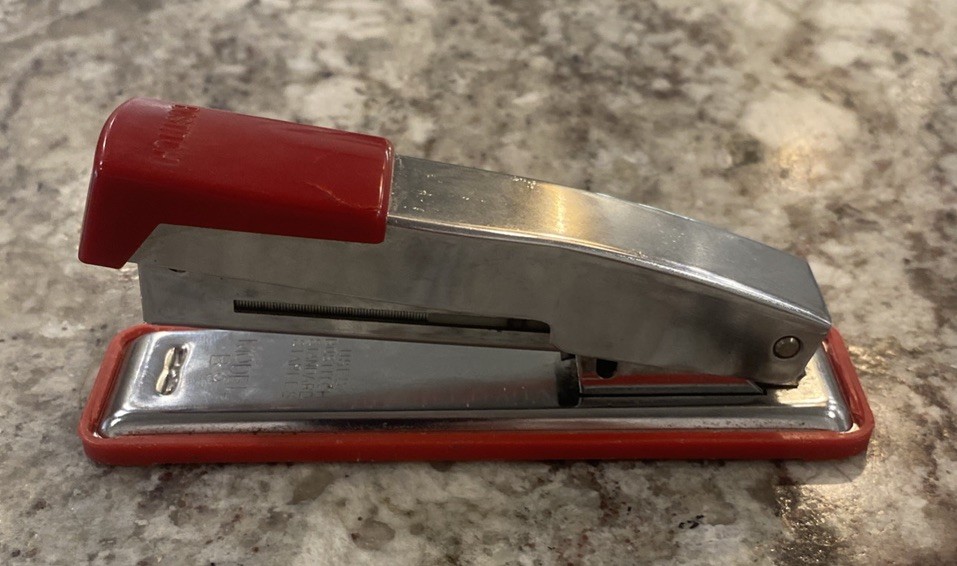 Vintage Red Chrome Bostitch Stapler Model B 9