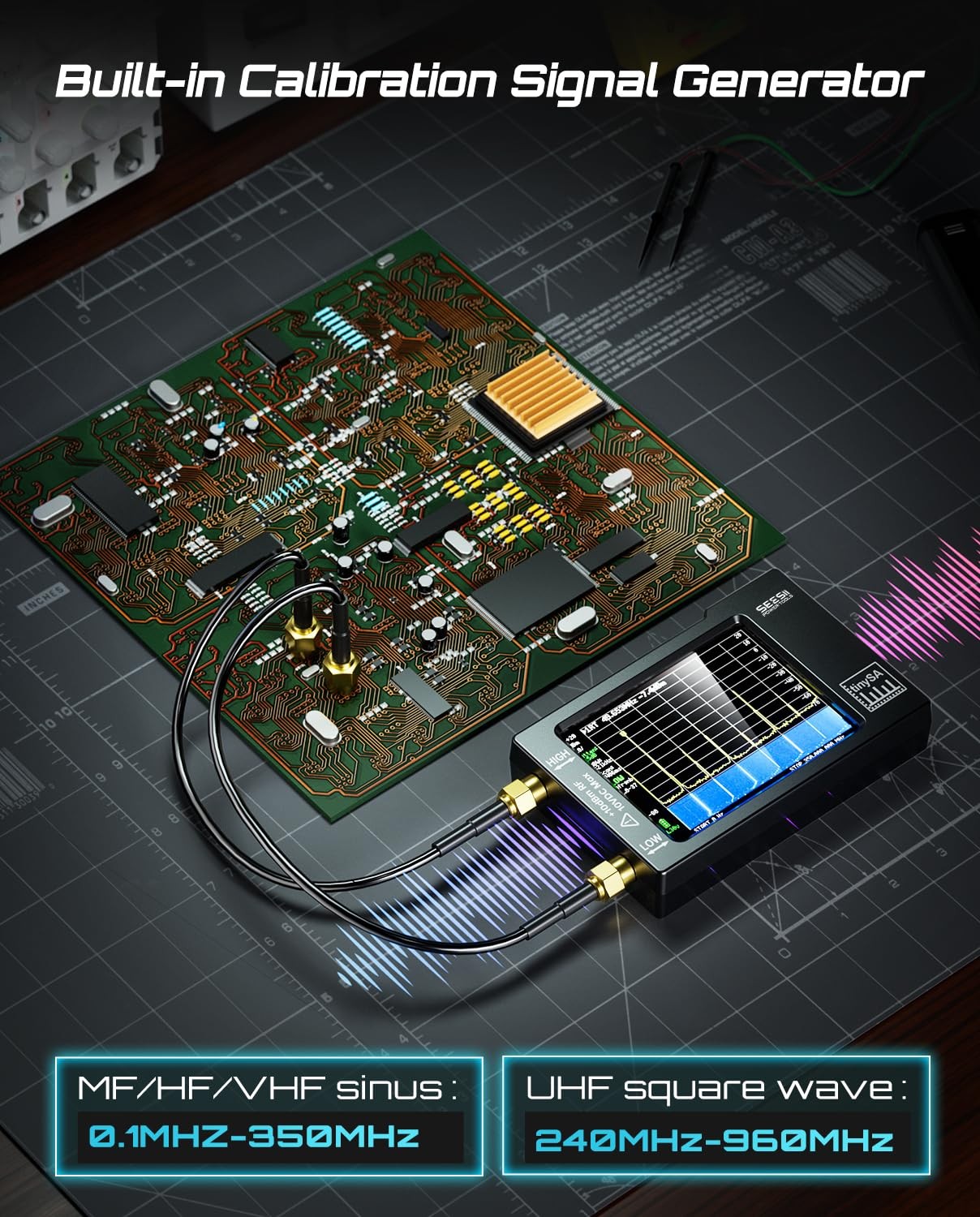 TinySA Tiny Spectrum Analyzer Frequency Analyzer 100kHz to 960MHz MF HF Used