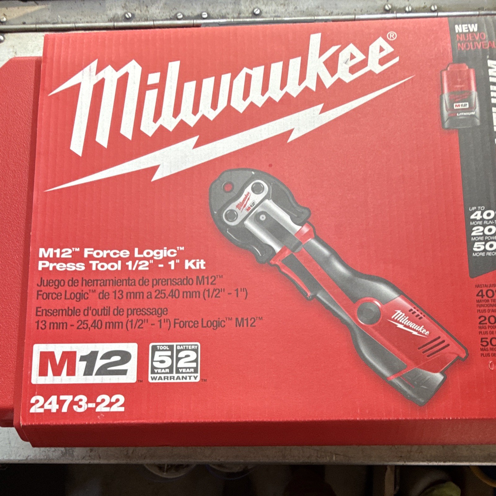 Milwaukee M12 FORCE LOGIC Press Tool Kit 1/2 in-1 in Clamp, 2473-22