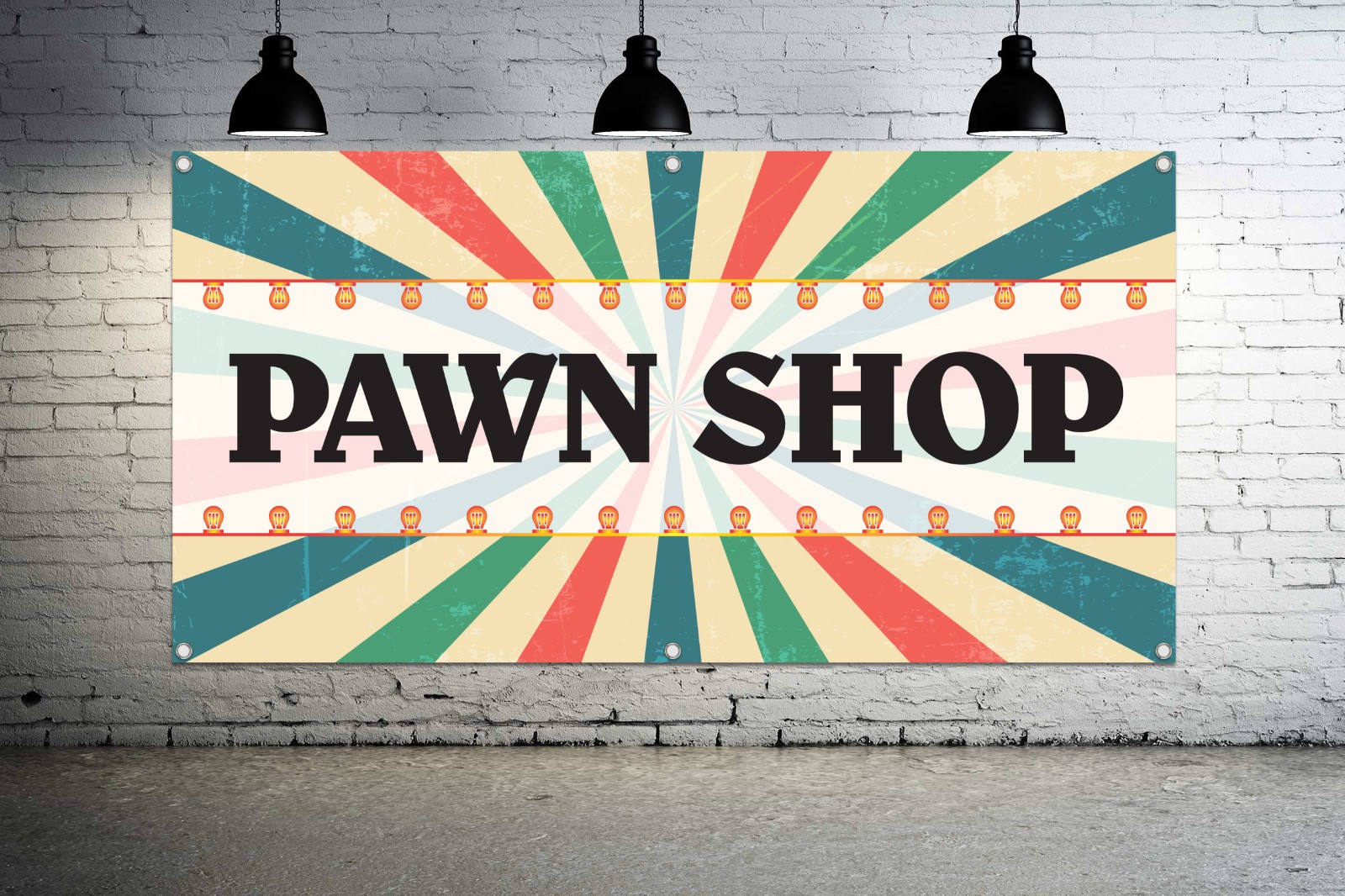 PAWN SHOP Generic Vinyl Banner Sign Colorful PAWNSHOP Storefront Signage Display