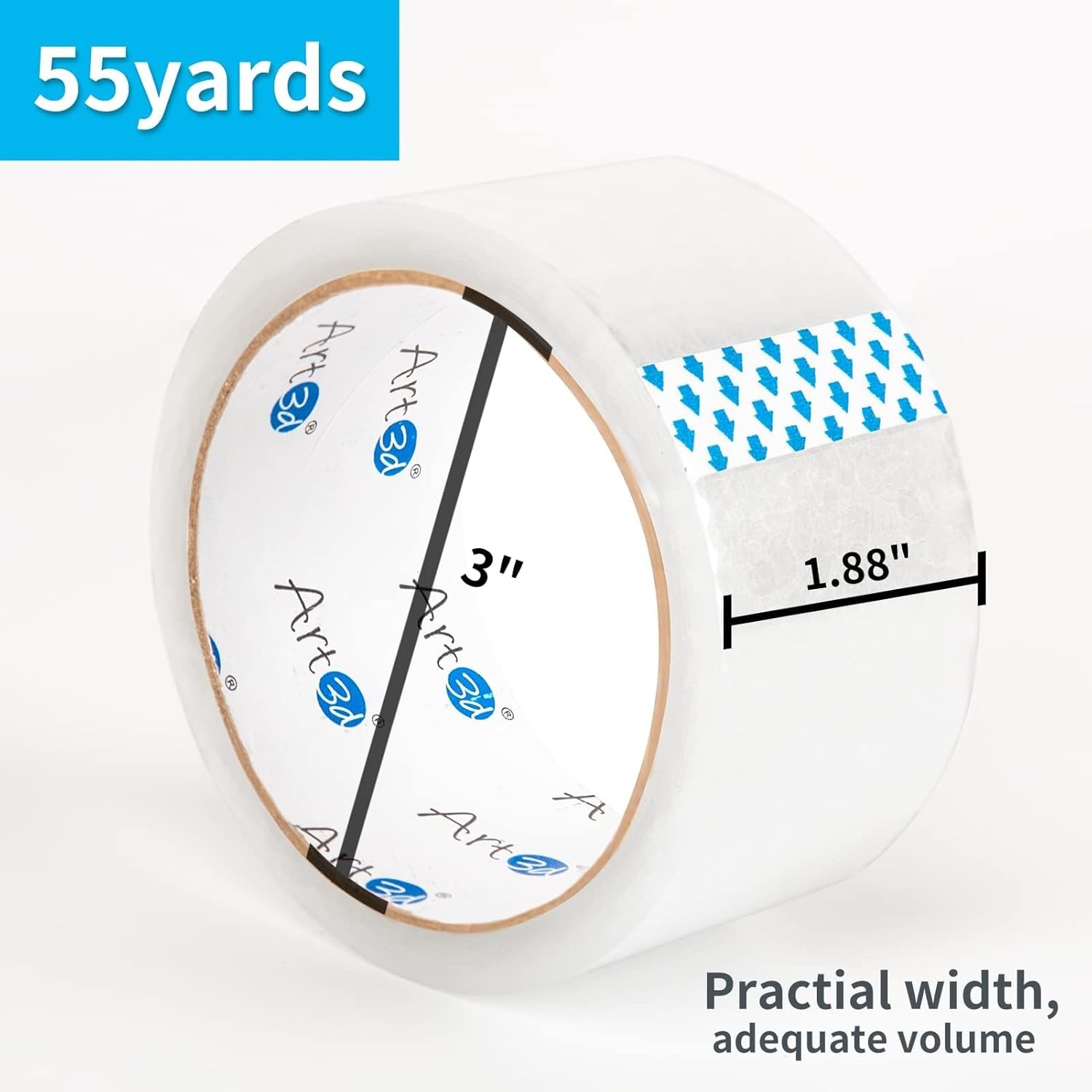 «6 Rolls Heavy Duty Carton Sealing Tape, Clear Packing Tape, 1.88» x 55 Yds, 2 M