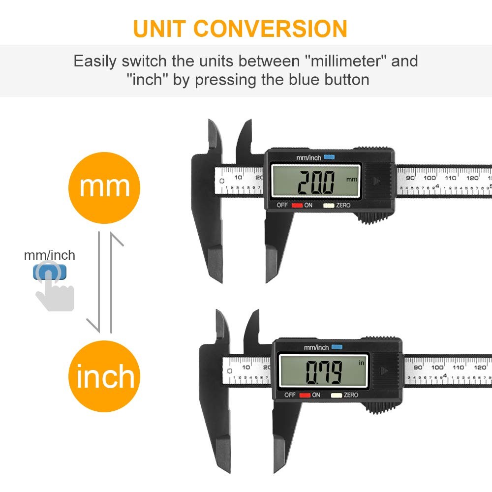 Digital Caliper, 0-6 inches Caliper with Large LCD Screen, Auto – Off Feature,