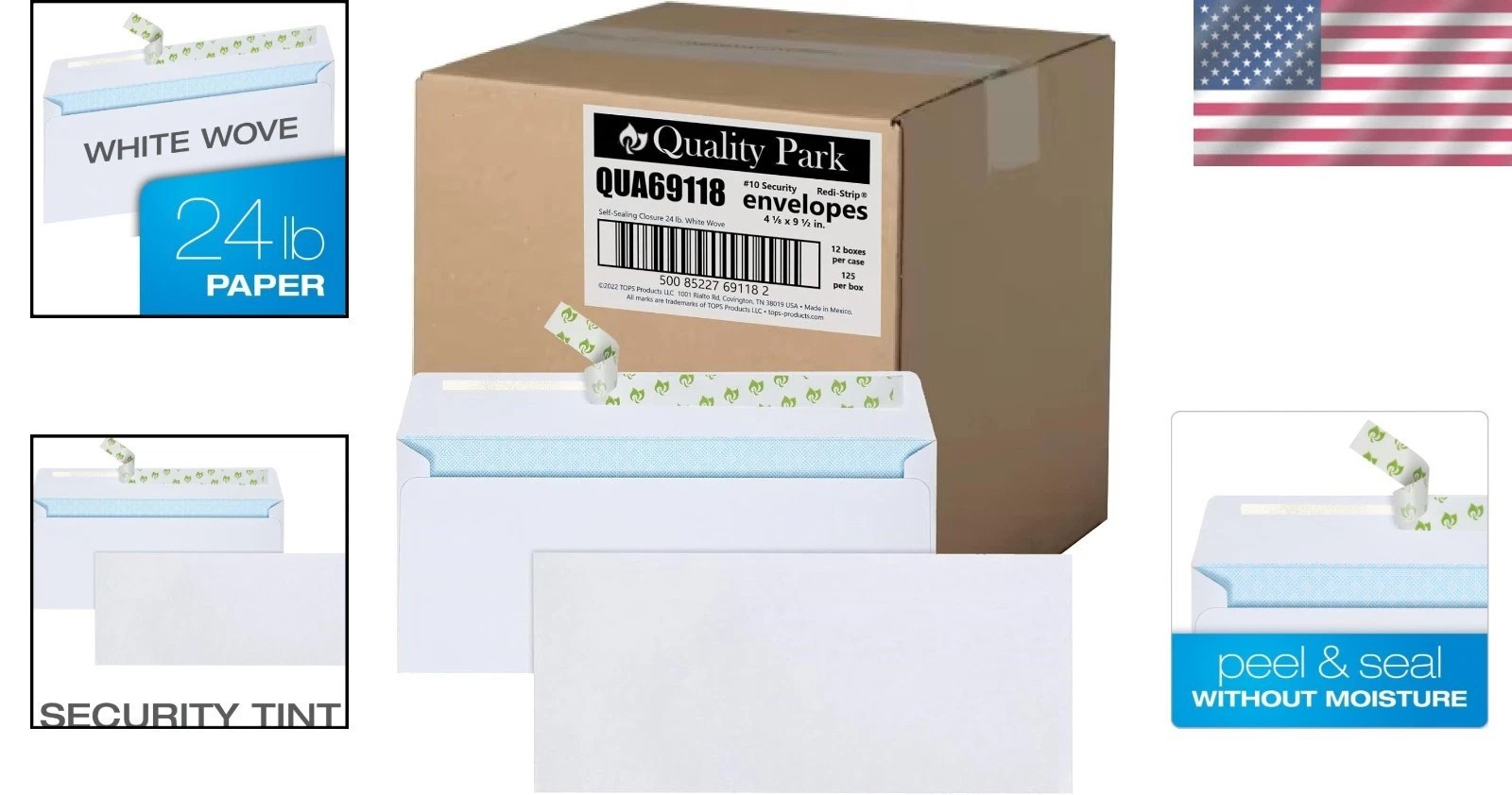 Security-Tinted Redi-Strip Envelopes – 1500 Count, 4.125 x 9.5 for Secure Mail