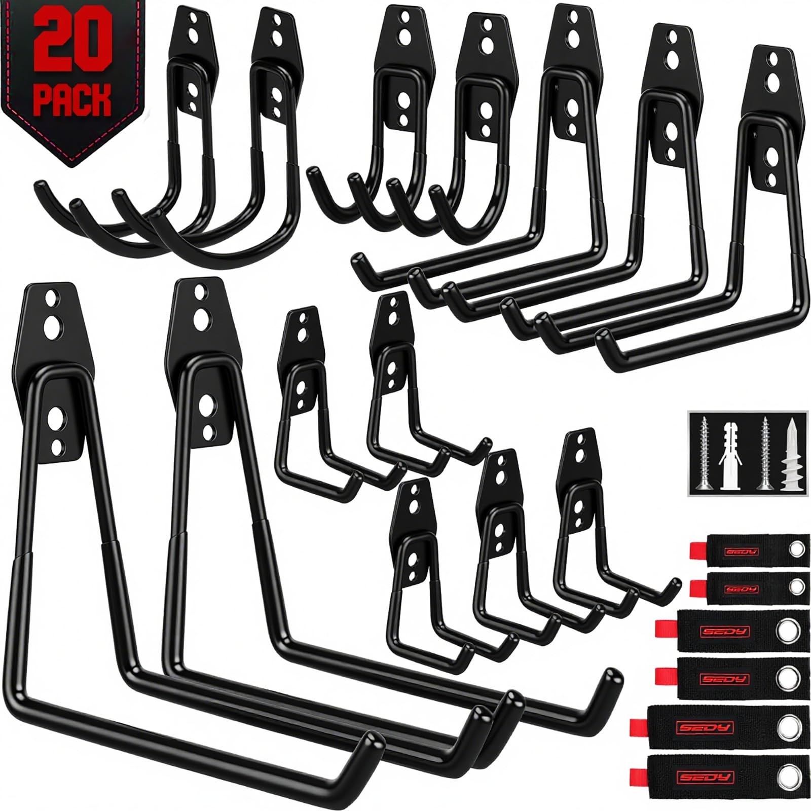 20 Pack Heavy Duty Garage Storage Hooks with Extension Cord Organizer, Solid …