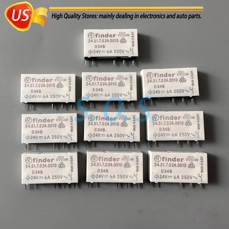 10* Power Relay For Finder 34.51.7.024.0010 24VDC 6A 34.51.24VDC 5Pins SPDT US