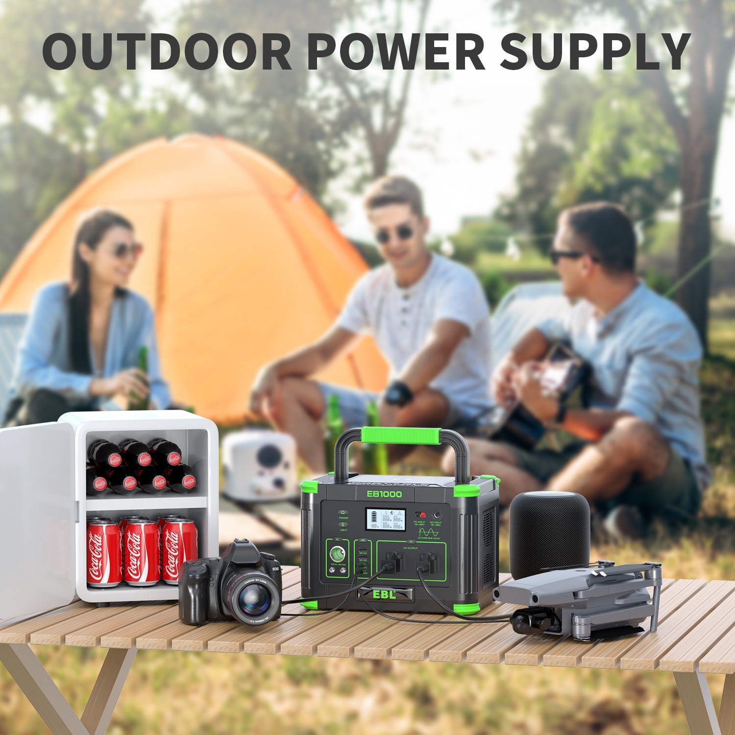1000W 999Wh Portable Power Station Solar Charger Generator Supply Home Camping