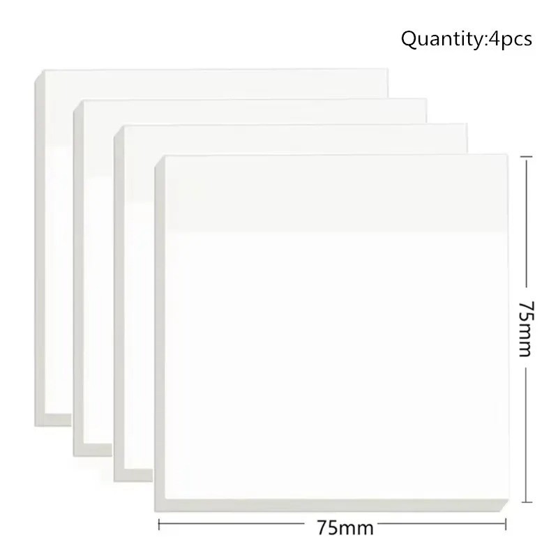 50 Sheets Transparent Sticky Notes Waterproof Memo Pad Self Adhesive Notes