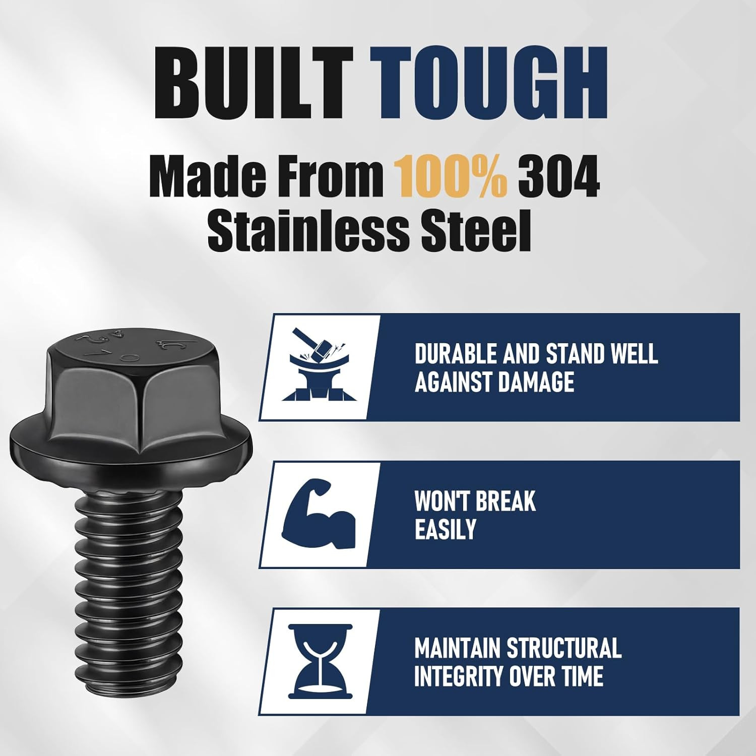 50 Pcs 1/4-20 X 1/2″ Flanged Hex Head Bolts with Reinforced Box, , Fully Threade