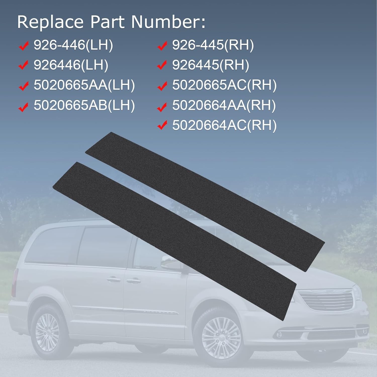 B Pillar Side Molding Windshield Outer Trim for 2008-2020 Dodge Caravan